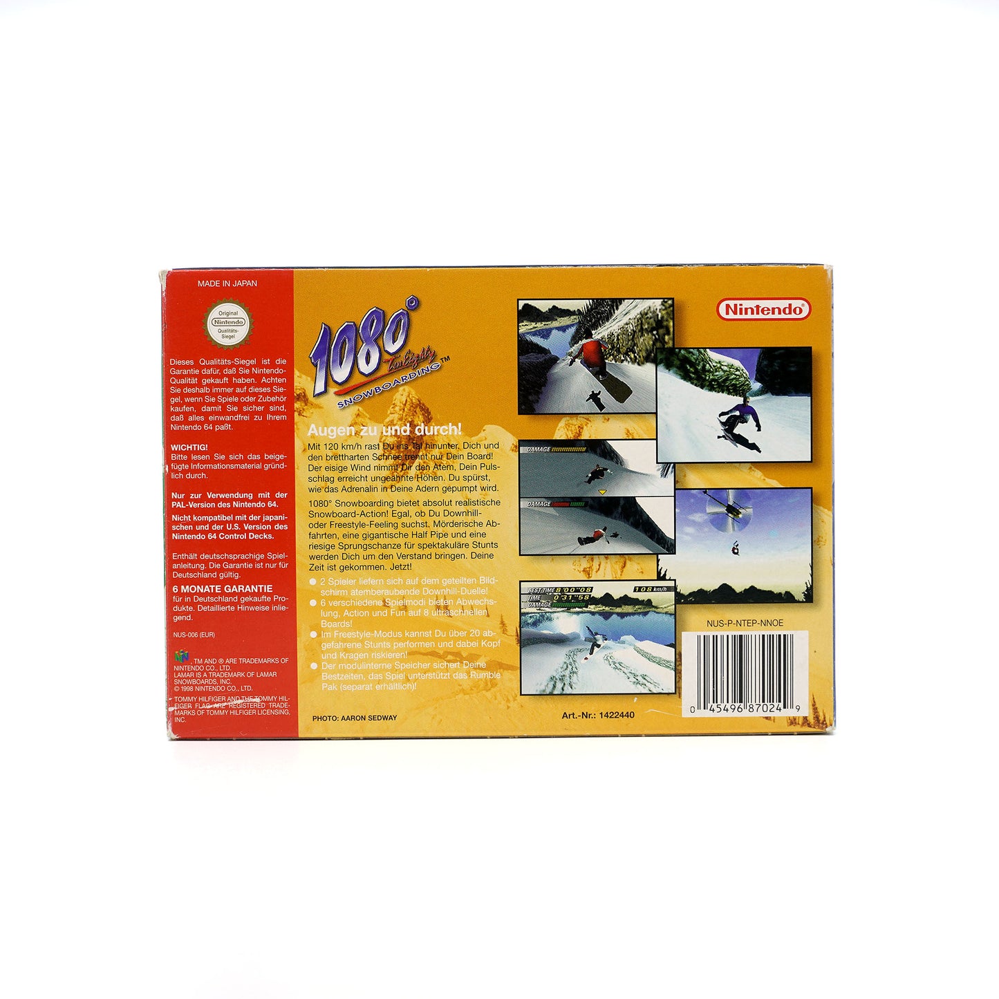 1080° Snowboarding Spiel für Nintendo 64 in Originalverpackung - Rückseite