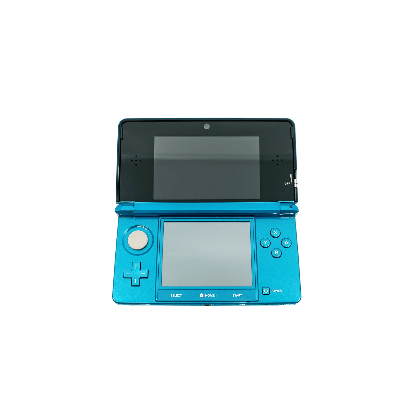 3DS Konsole türkis blau aufgeklappt