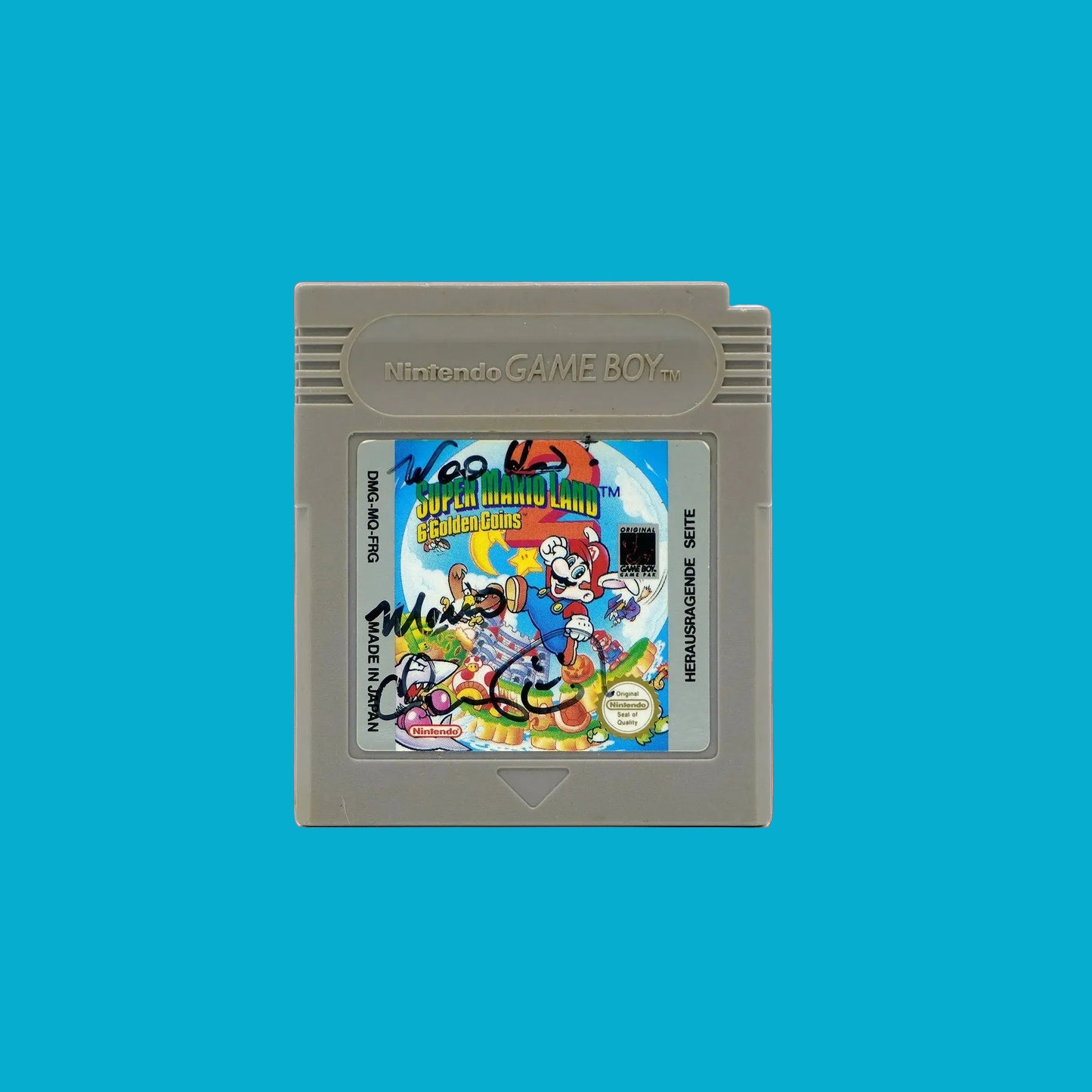 Super Mario Land 2 Spiel für GB PAL-Version signiert von Charles Martinet in gutem Zustand - Produktfoto Modul Vorderseite