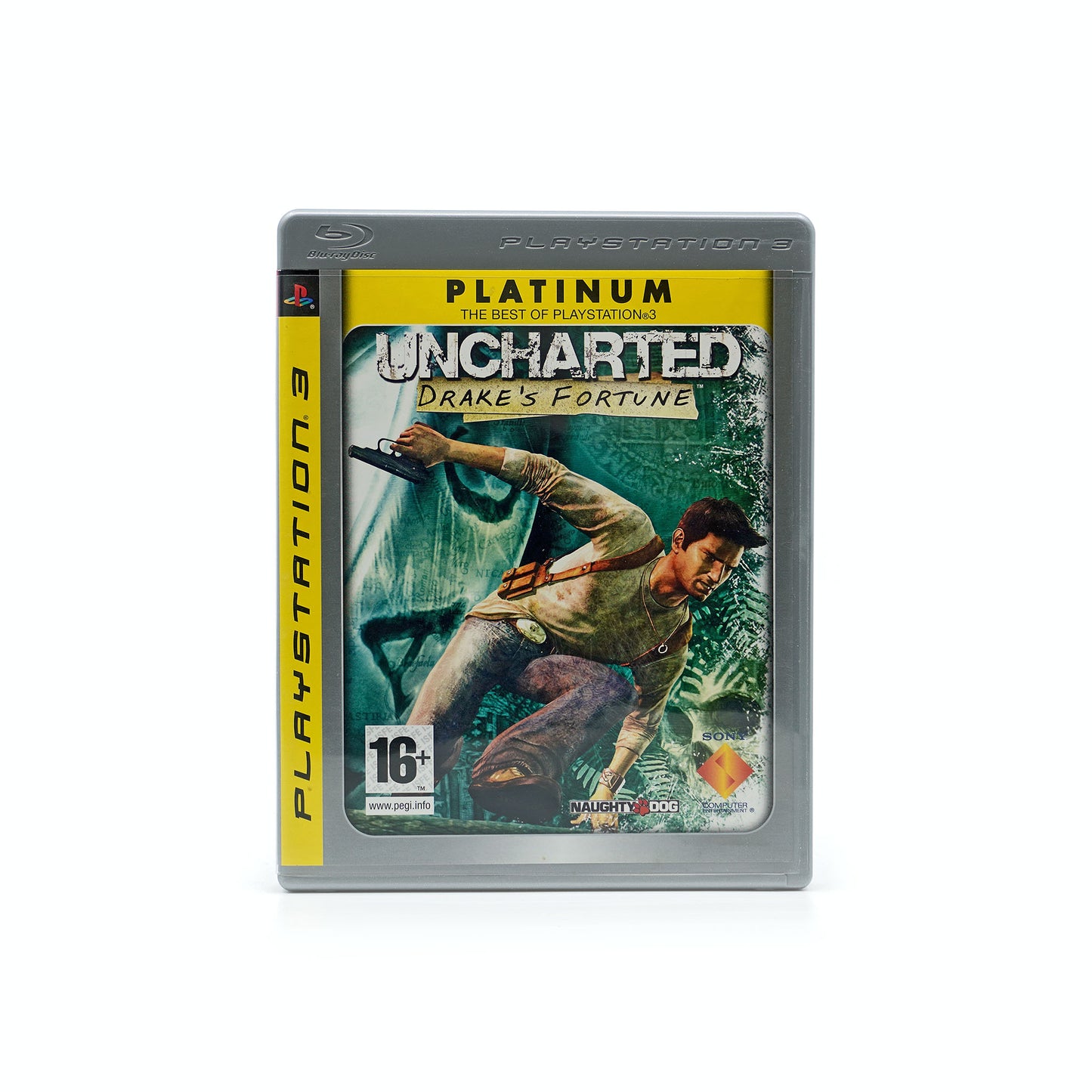 Uncharted: Drake's Fortune Platinum Edition für PlayStation 3 in gutem Zustand in Originalverpackung - Vorderseite