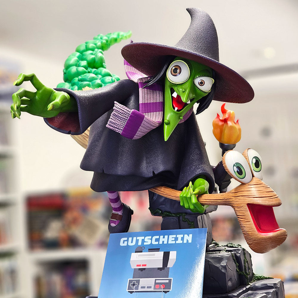 Foto einer Gruntilda-Statue aus Banjo-Kazooie im Laden von Zockbar