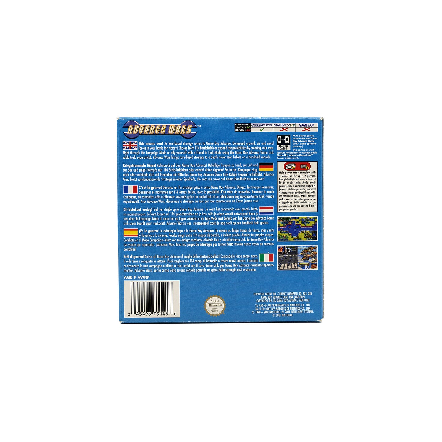 Advance Wars Spiel für Game Boy Advance in Originalverpackung - Rückseite