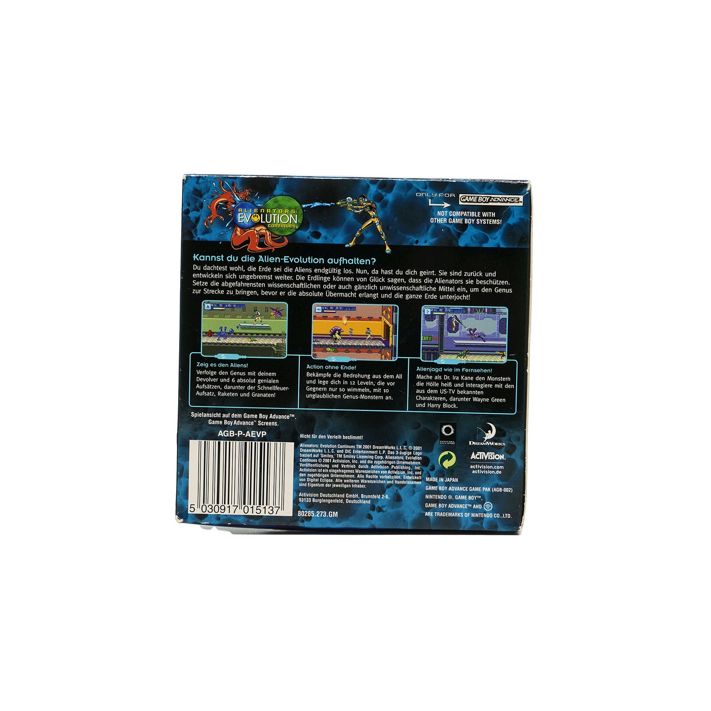 Alienators: Evolution Continues Spiel für Game Boy Advance in Originalverpackung - Rückseite