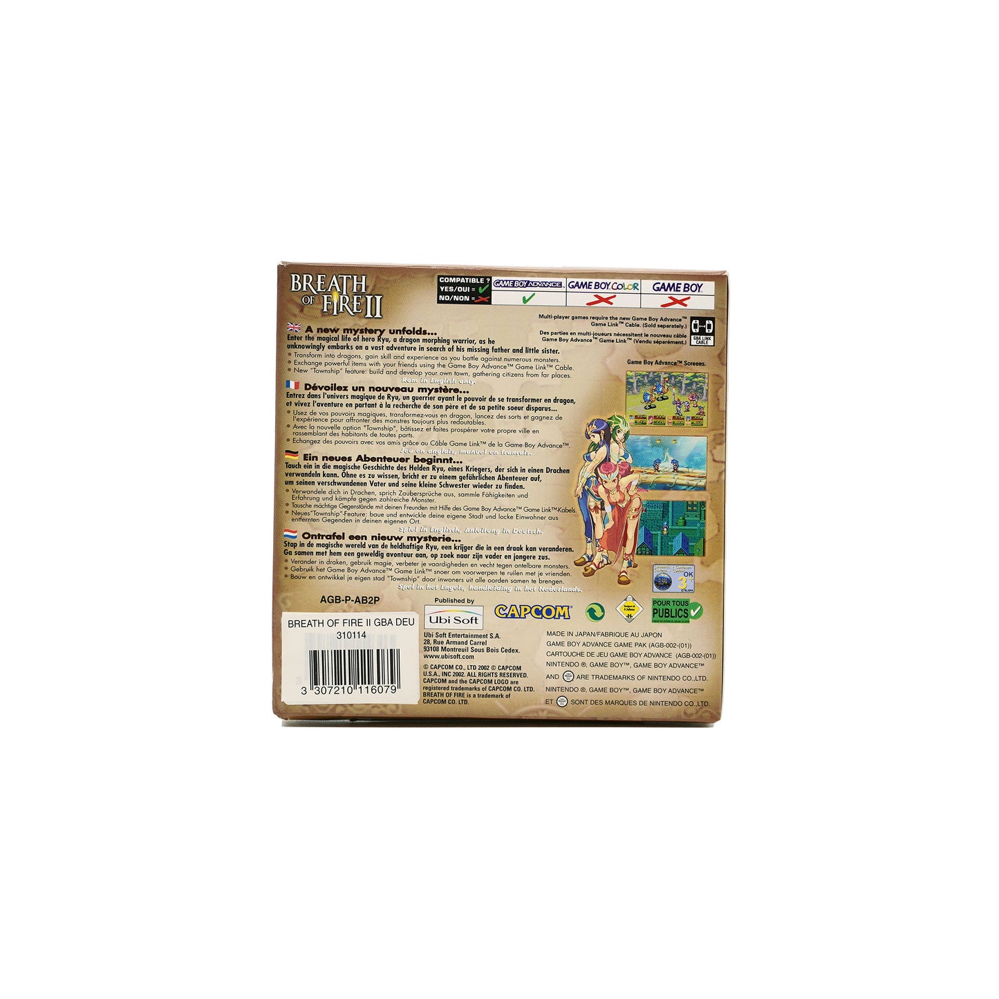 Breath of Fire 2 Spiel für Game Boy Advance in Originalverpackung - Rückseite