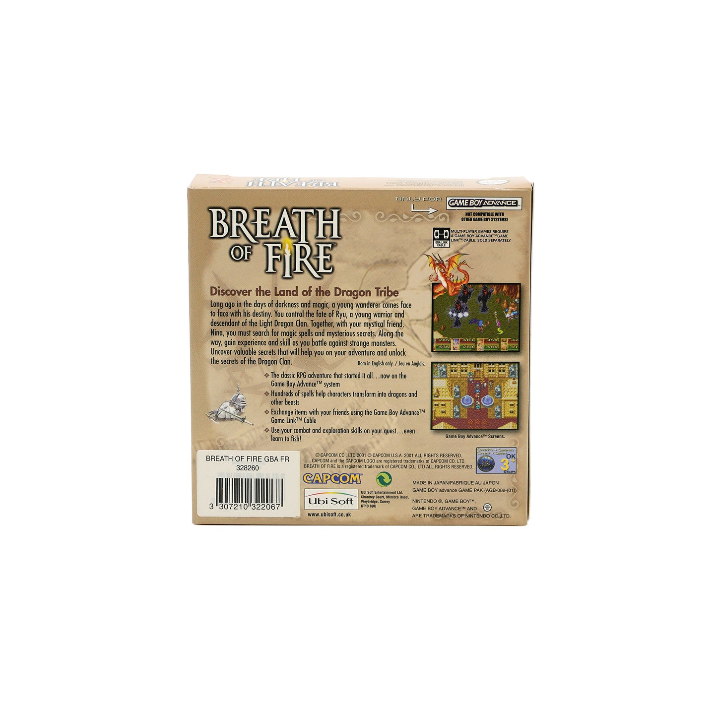 Breath of Fire Spiel für Game Boy Advance in Originalverpackung - Rückseite