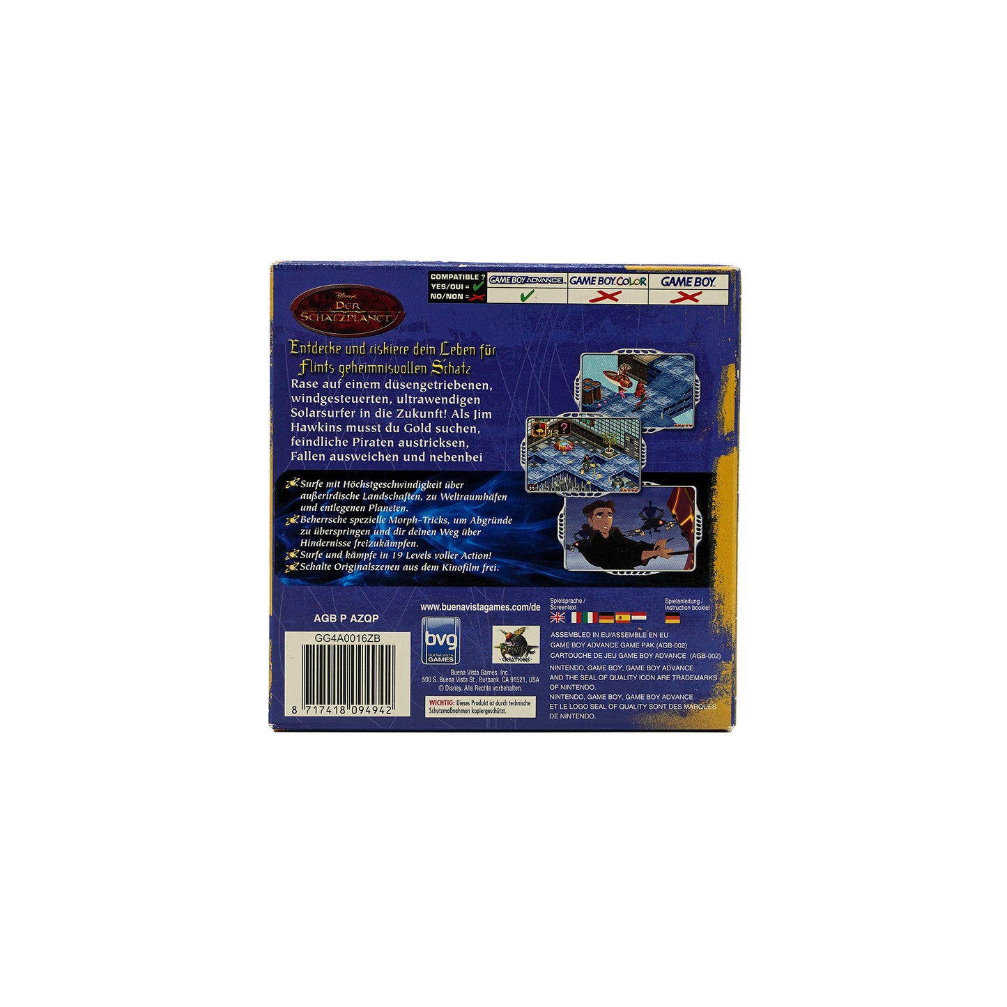 Der Schatzplanet Spiel für Game Boy Advance in Originalverpackung - Rückseite