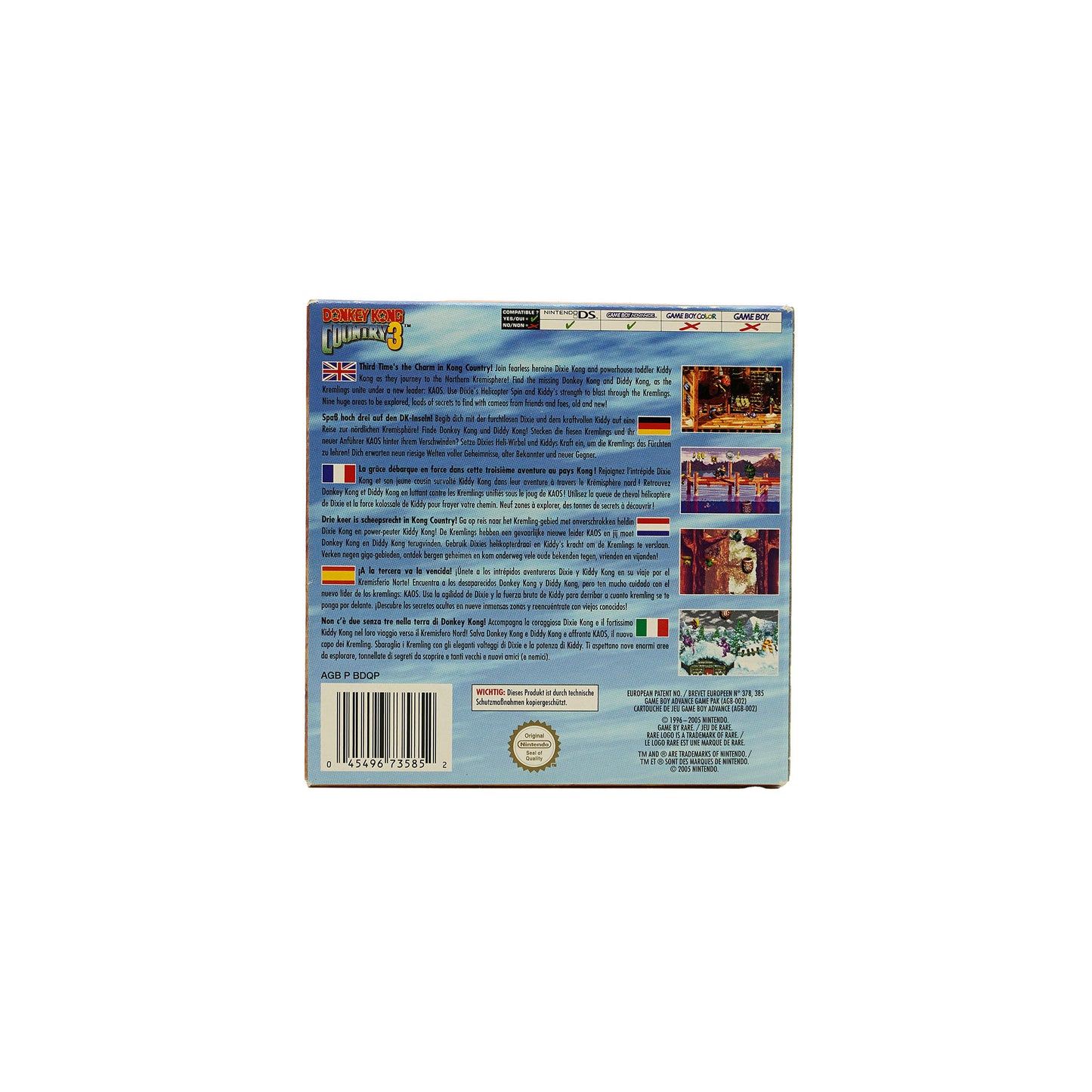 Donkey Kong Country 3 Spiel für Game Boy Advance in Originalverpackung - Rückseite