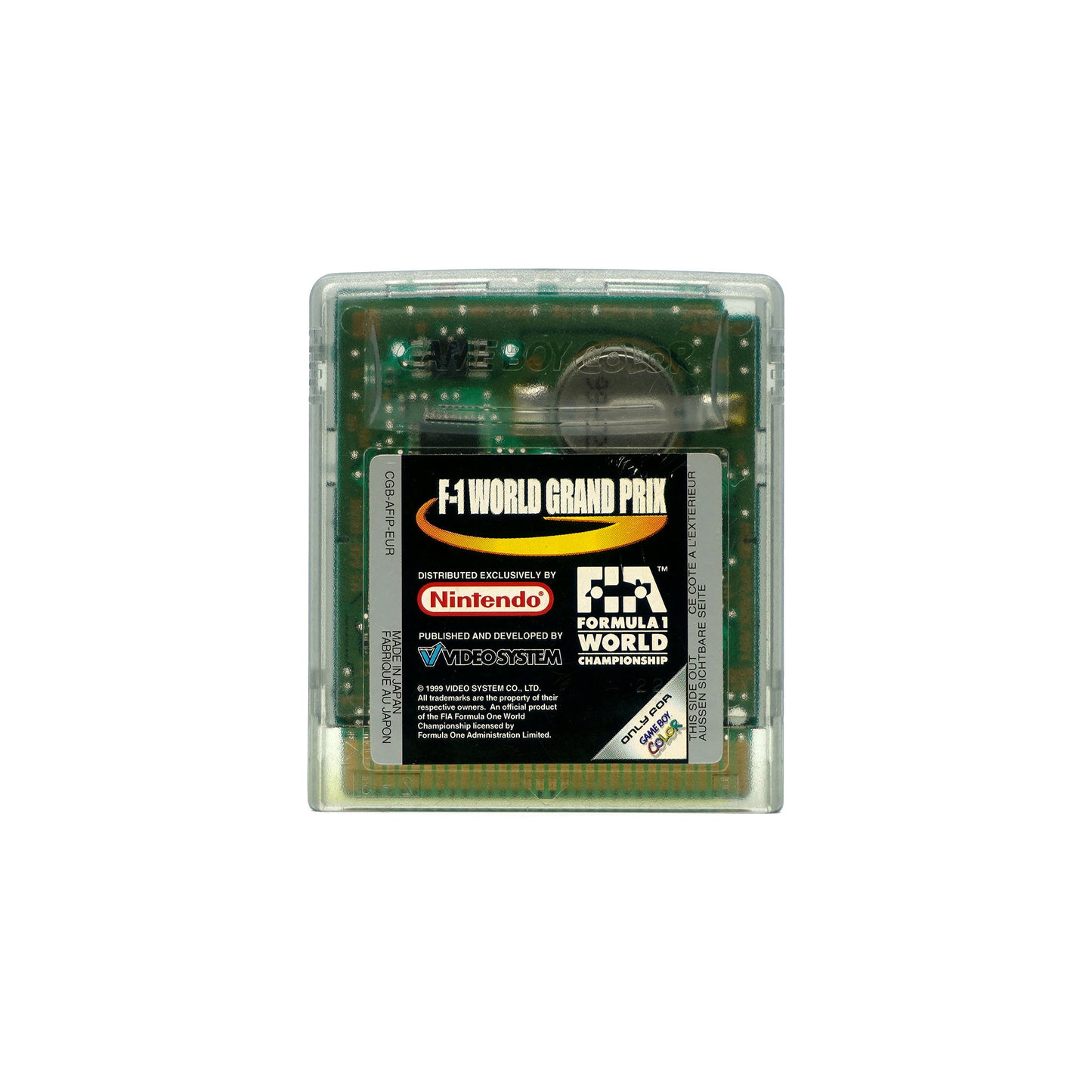 F-1 World Grand Prix Spiel für Gameboy Color in transparentem Gehäuse - Vorderseite