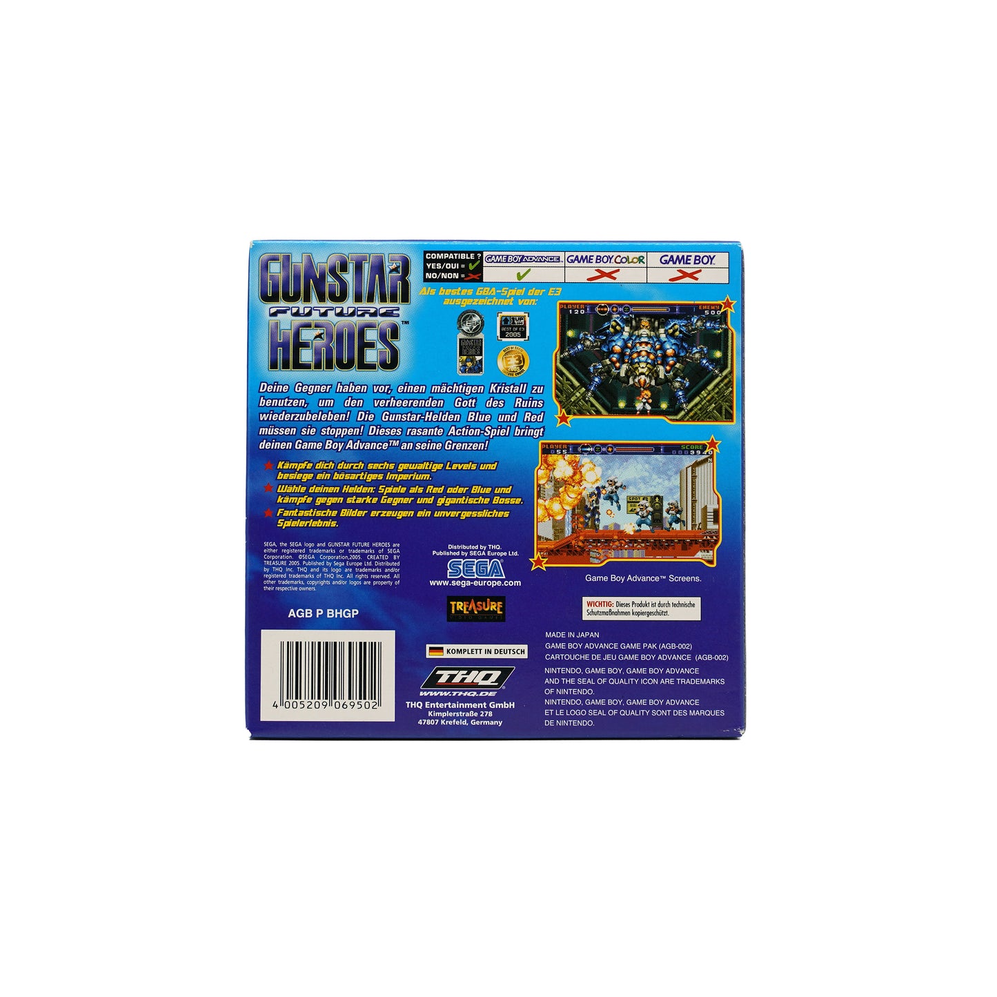 Gunstar Super Heroes Spiel für Game Boy Advance in Originalverpackung - Rückseite