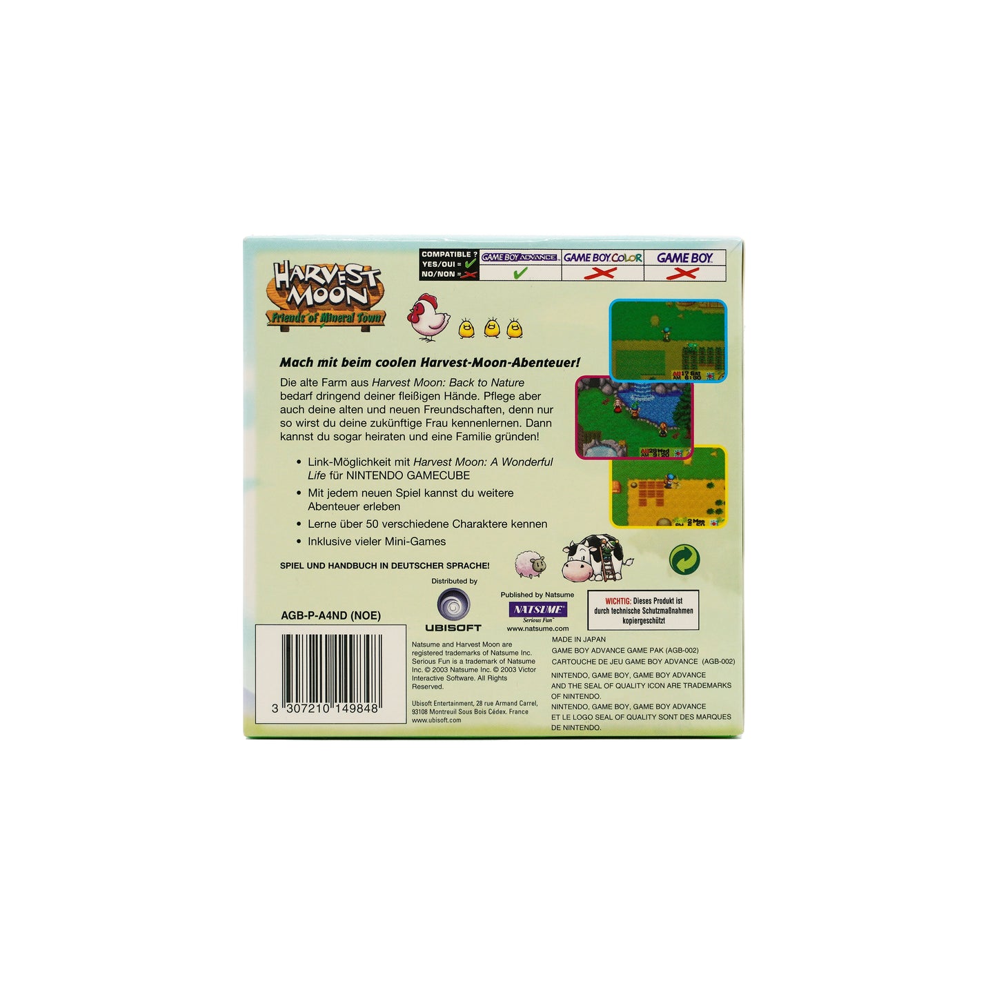 Harvest Moon: Friends of Mineral Town Spiel für Game Boy Advance in Originalverpackung - Rückseite