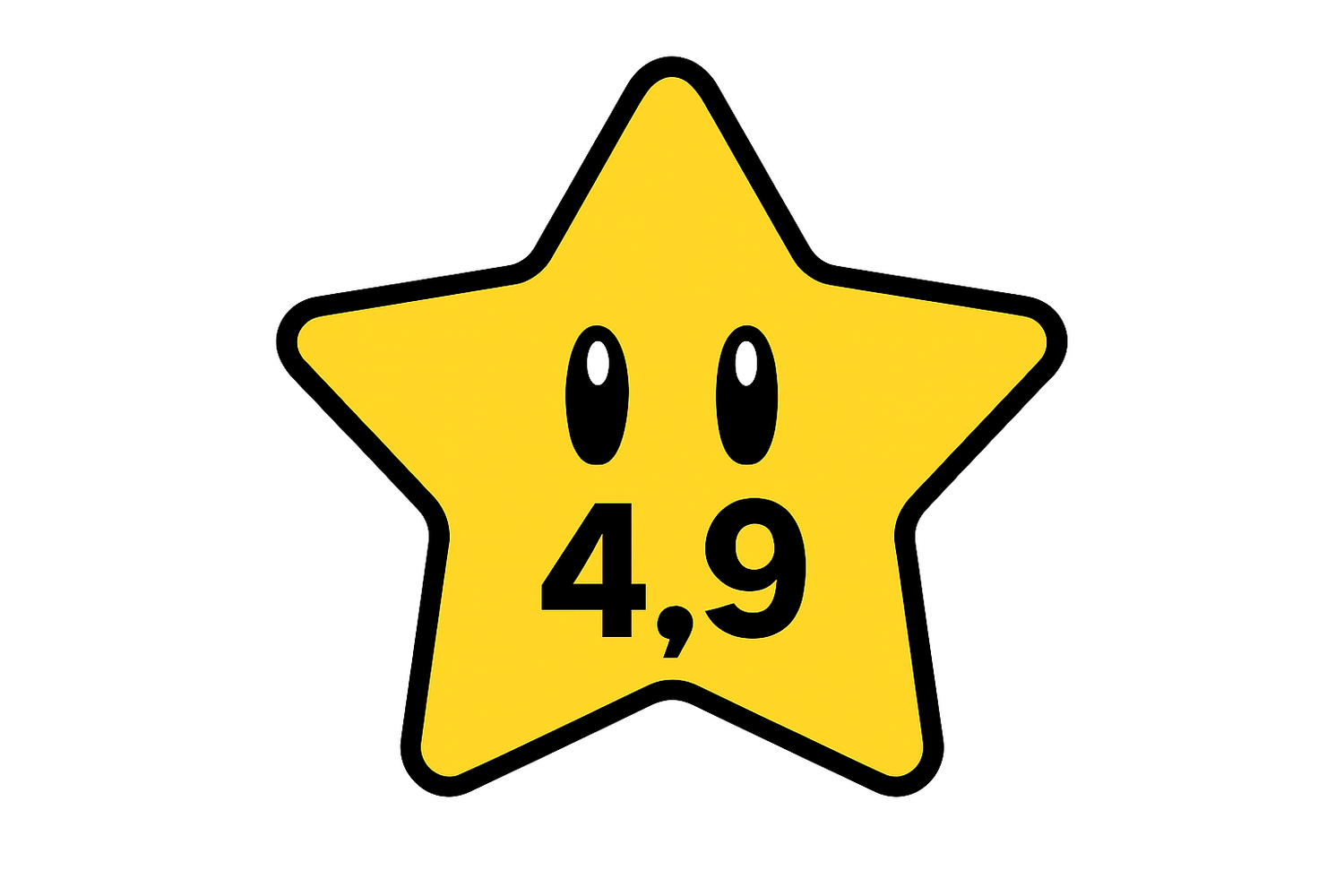 Grafik eines Mario-Sterns mit der Zahl 4.9 als Symbol für Zockbars Google-Bewertungen