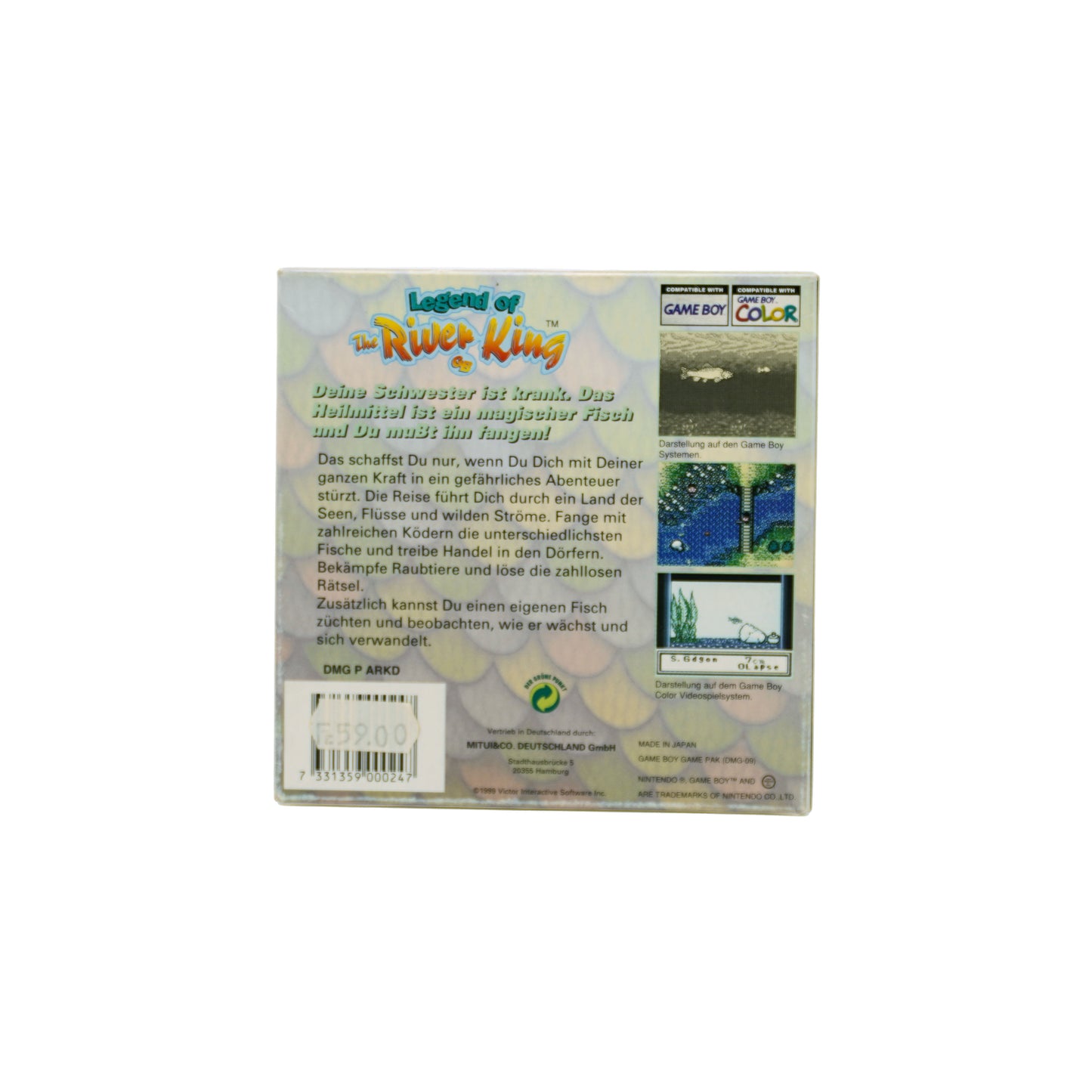 Legend of The River King Spiel für Game Boy Color in Originalverpackung - Rückseite
