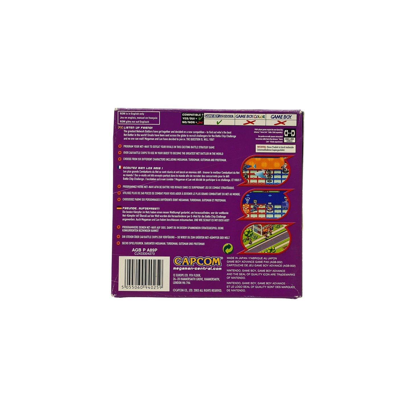 Mega Man Battle Chip Challenge Spiel für Game Boy Advance in Originalverpackung - Rückseite