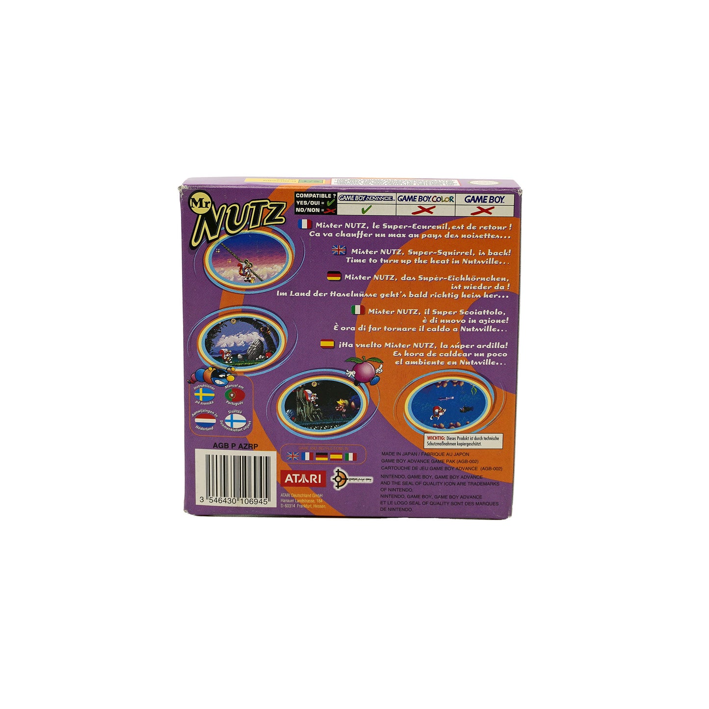 Mr. Nutz Spiel für Game Boy Advance in Originalverpackung - Rückseite
