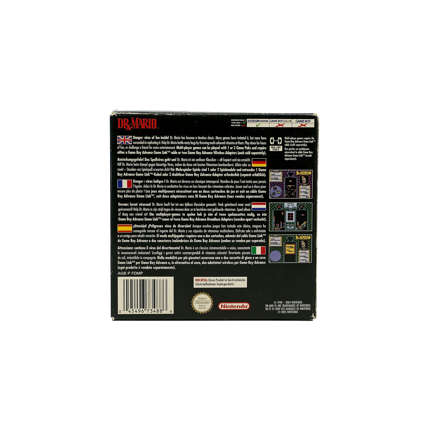 NES Classics: Dr. Mario Spiel für Game Boy Advance in Originalverpackung - Rückseite