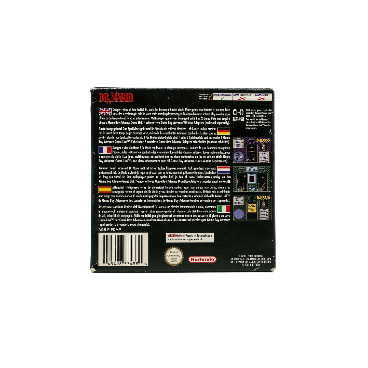 NES Classics: Dr. Mario Spiel für Game Boy Advance in Originalverpackung - Rückseite