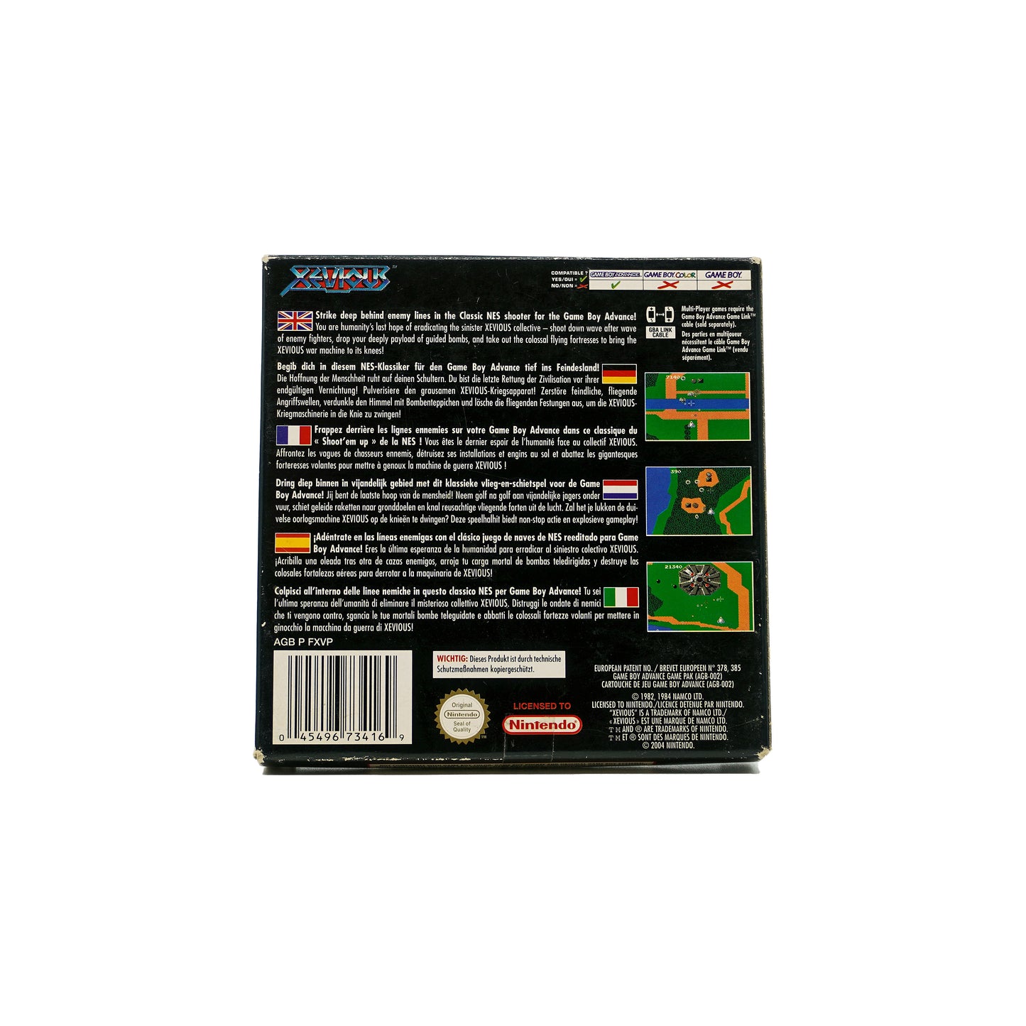 NES Classics: Xevious Spiel für Game Boy Advance in Originalverpackung - Rückseite