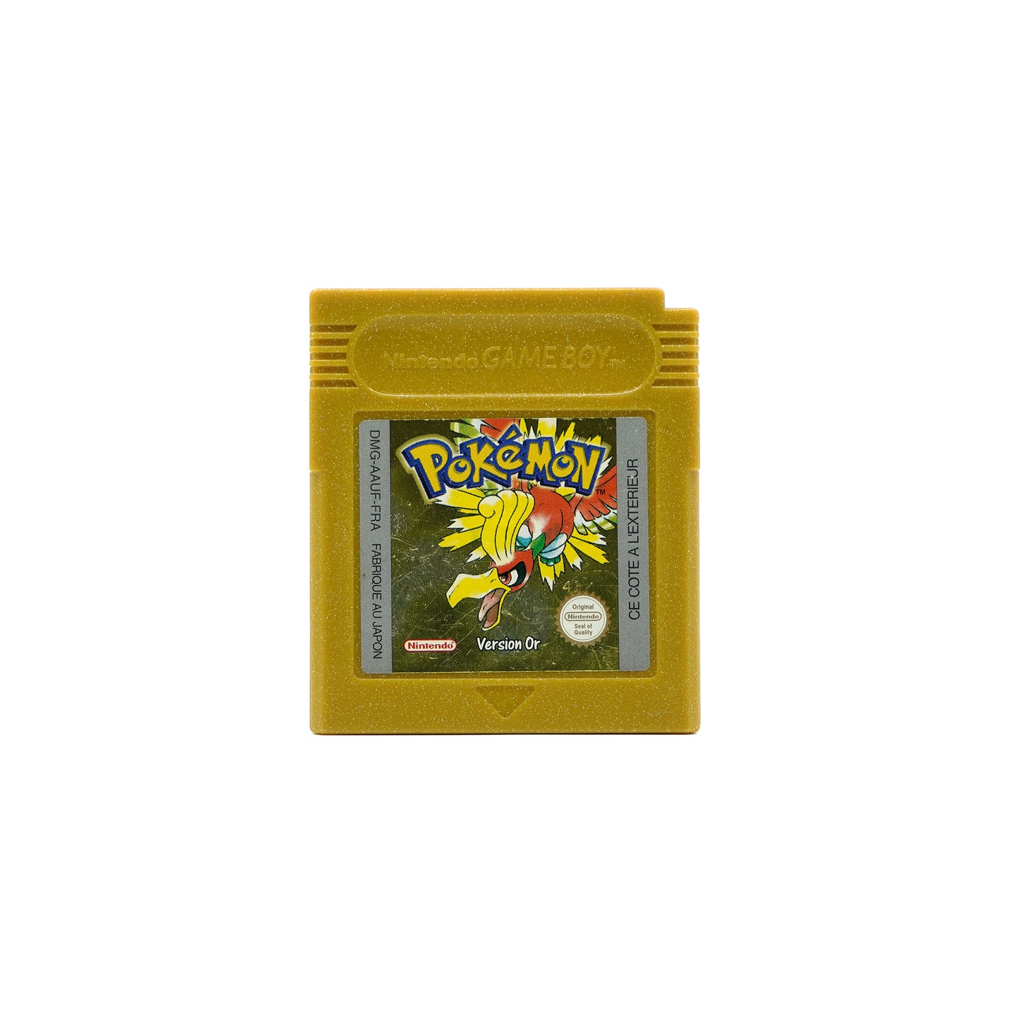 Pokémon Gold Spiel für Gameboy Color auf Französisch in glitzerndem, goldigen Gehäuse - Vorderseite
