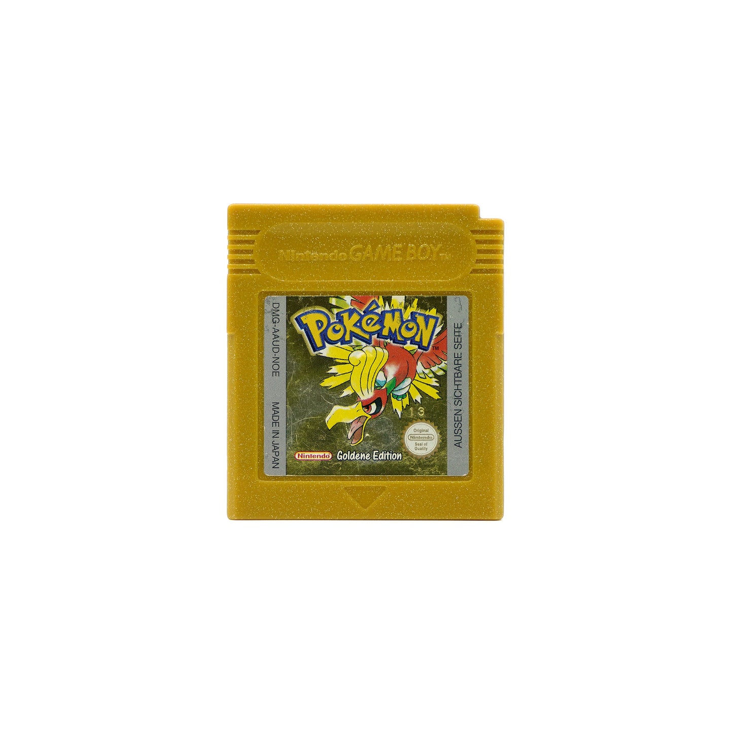 Pokémon Gold Spiel für Gameboy Color in glitzerndem, goldigen Gehäuse - Vorderseite