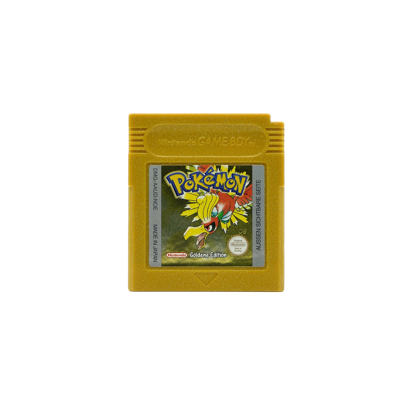 Pokémon Gold Spiel für Gameboy Color in glitzerndem, goldigen Gehäuse in sehr gutem Zustand - Vorderseite