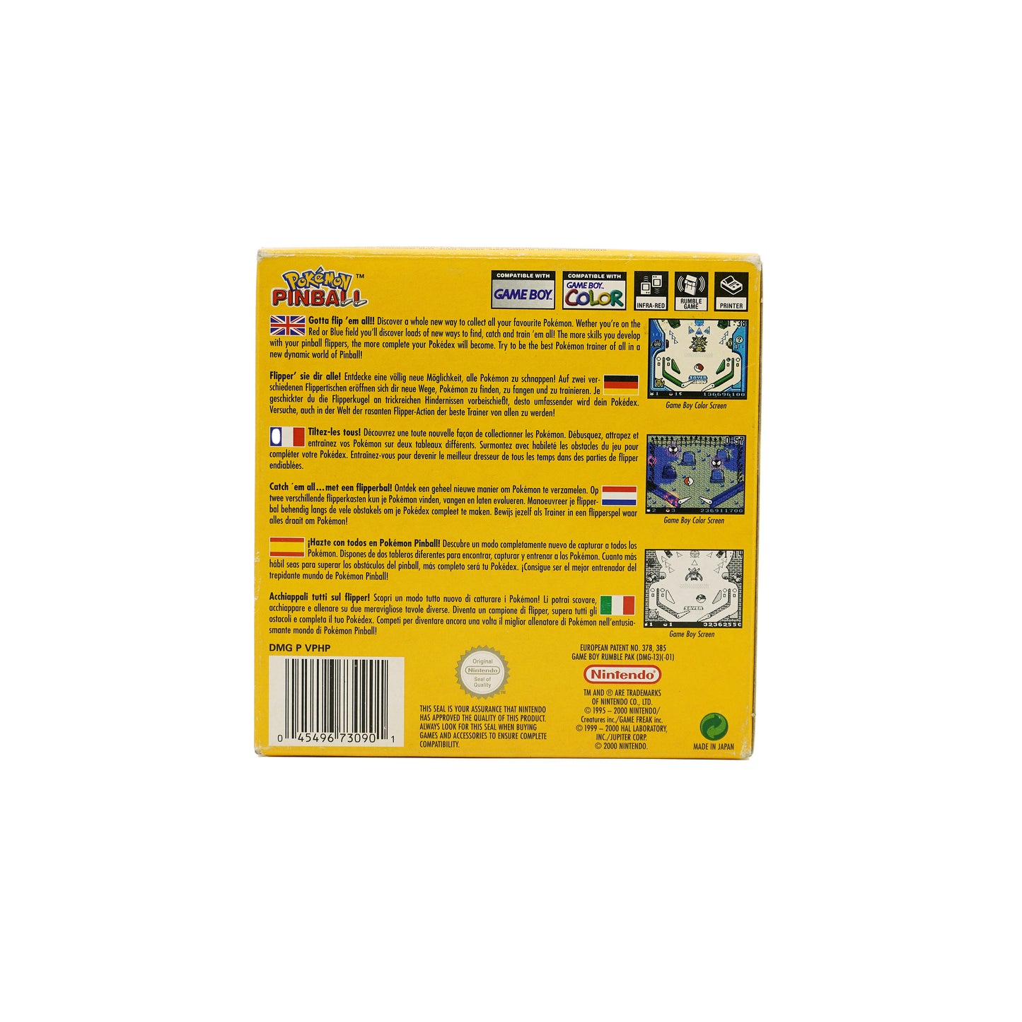 Pokémon Pinball Spiel für Game Boy Color in Originalverpackung - Rückseite