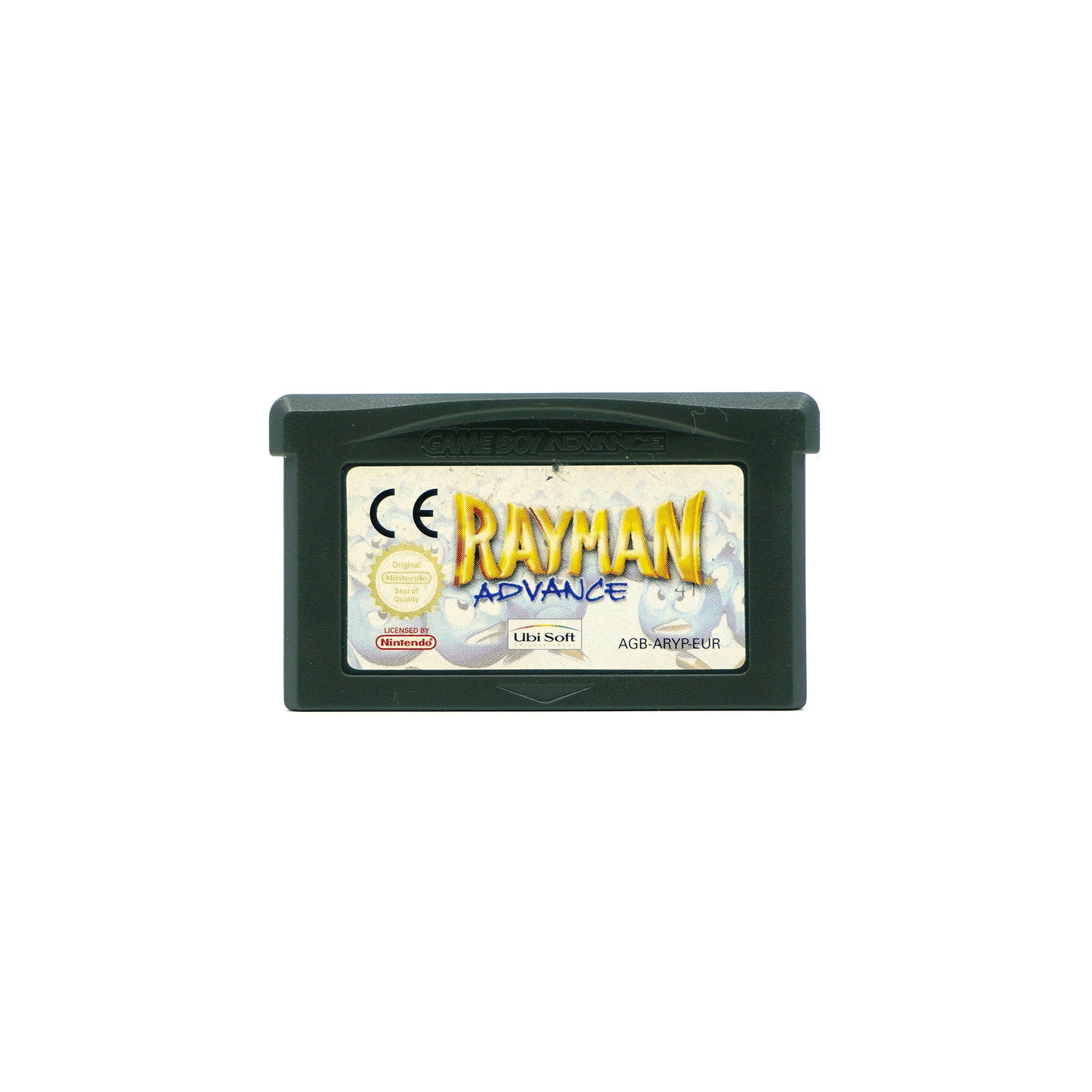 Rayman Advance Spielmodul für Game Boy Advance - Vorderseite, Etikett mit Gebrauchsspuren