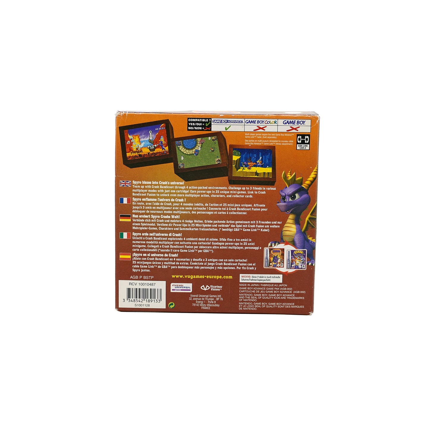 Spyro Fusion Spiel für Game Boy Advance in Originalverpackung - Rückseite