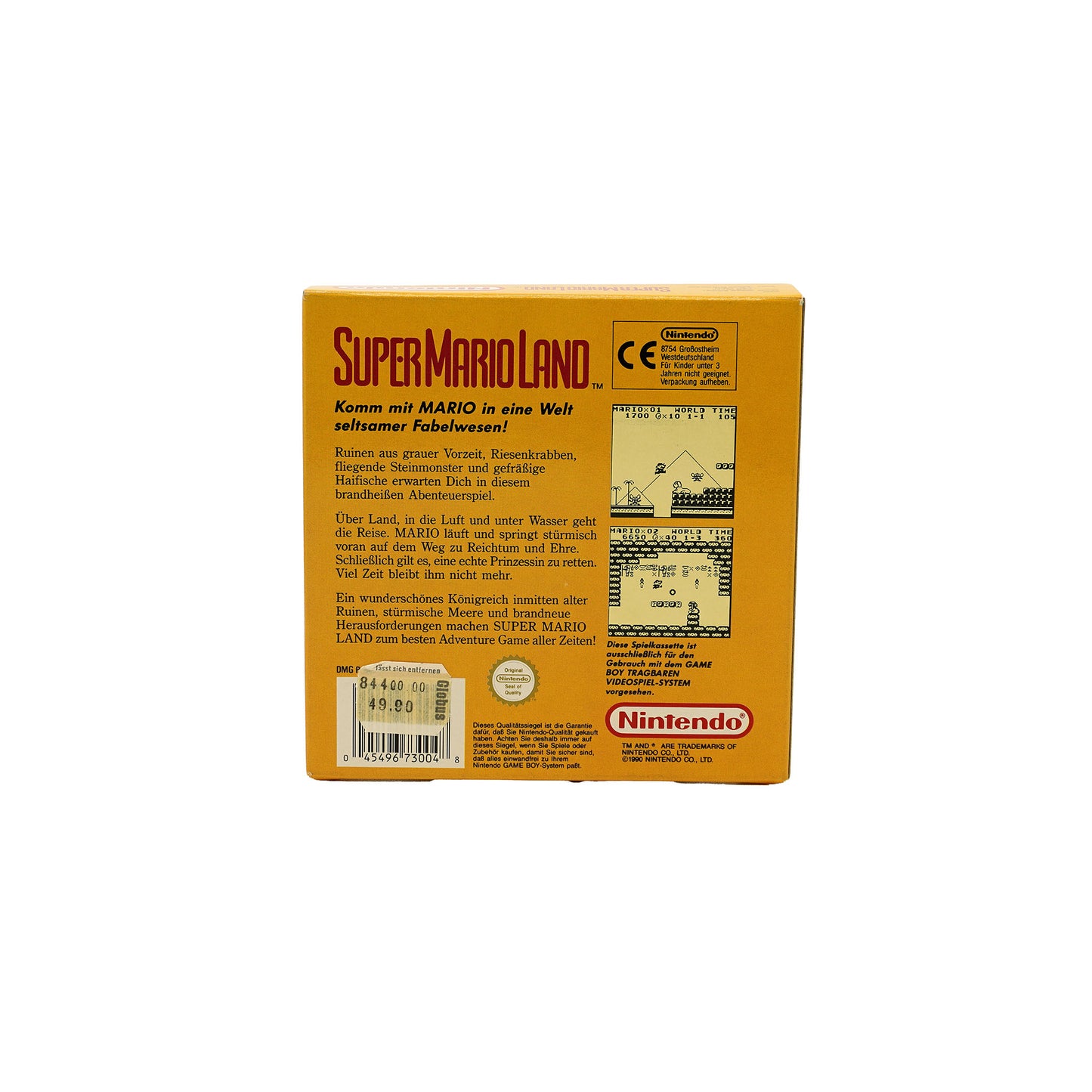 Super Mario Land Spiel für Game Boy in Originalverpackung - Rückseite