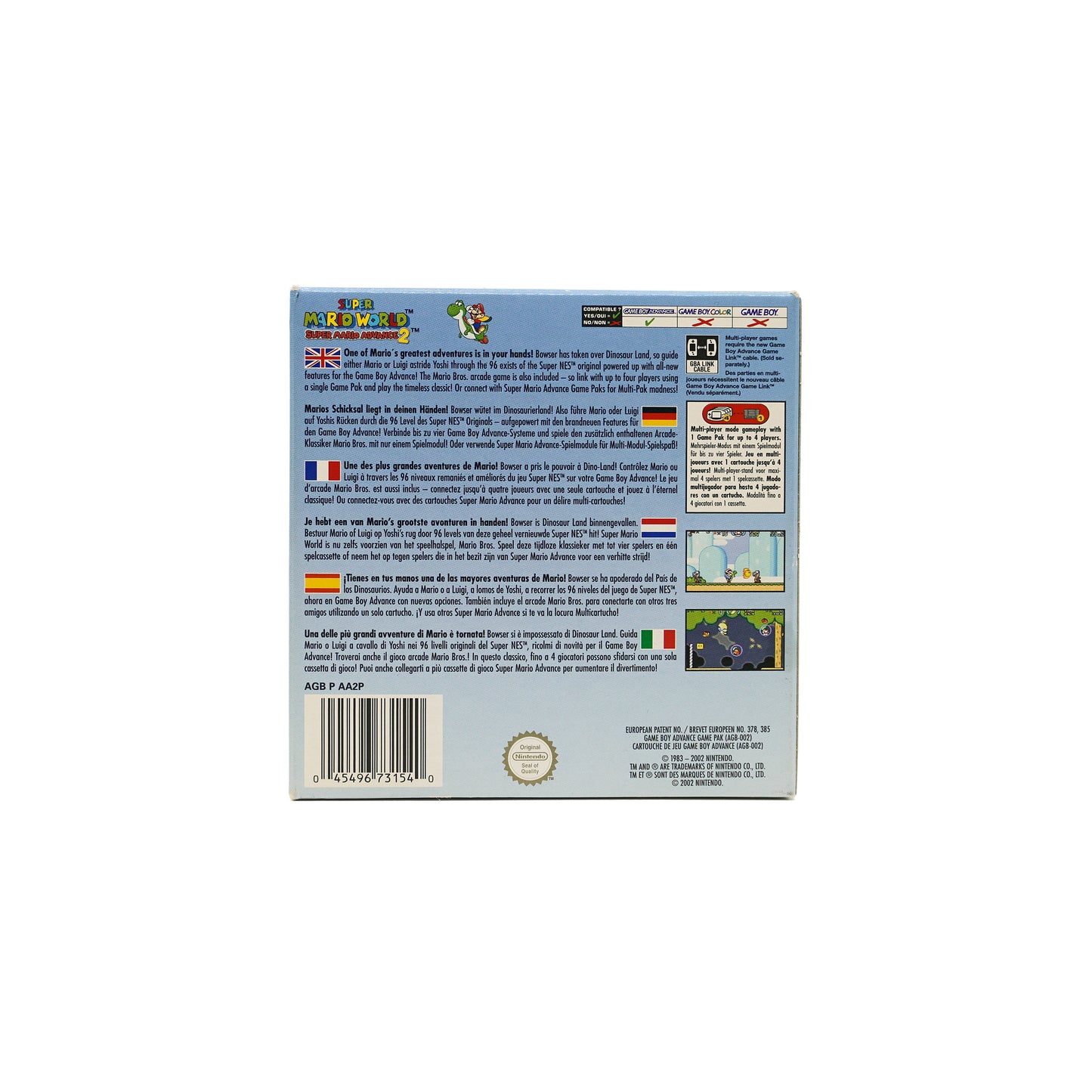 Super Mario World: Super Mario Advance 2 Spiel für Game Boy Advance in Originalverpackung - Rückseite
