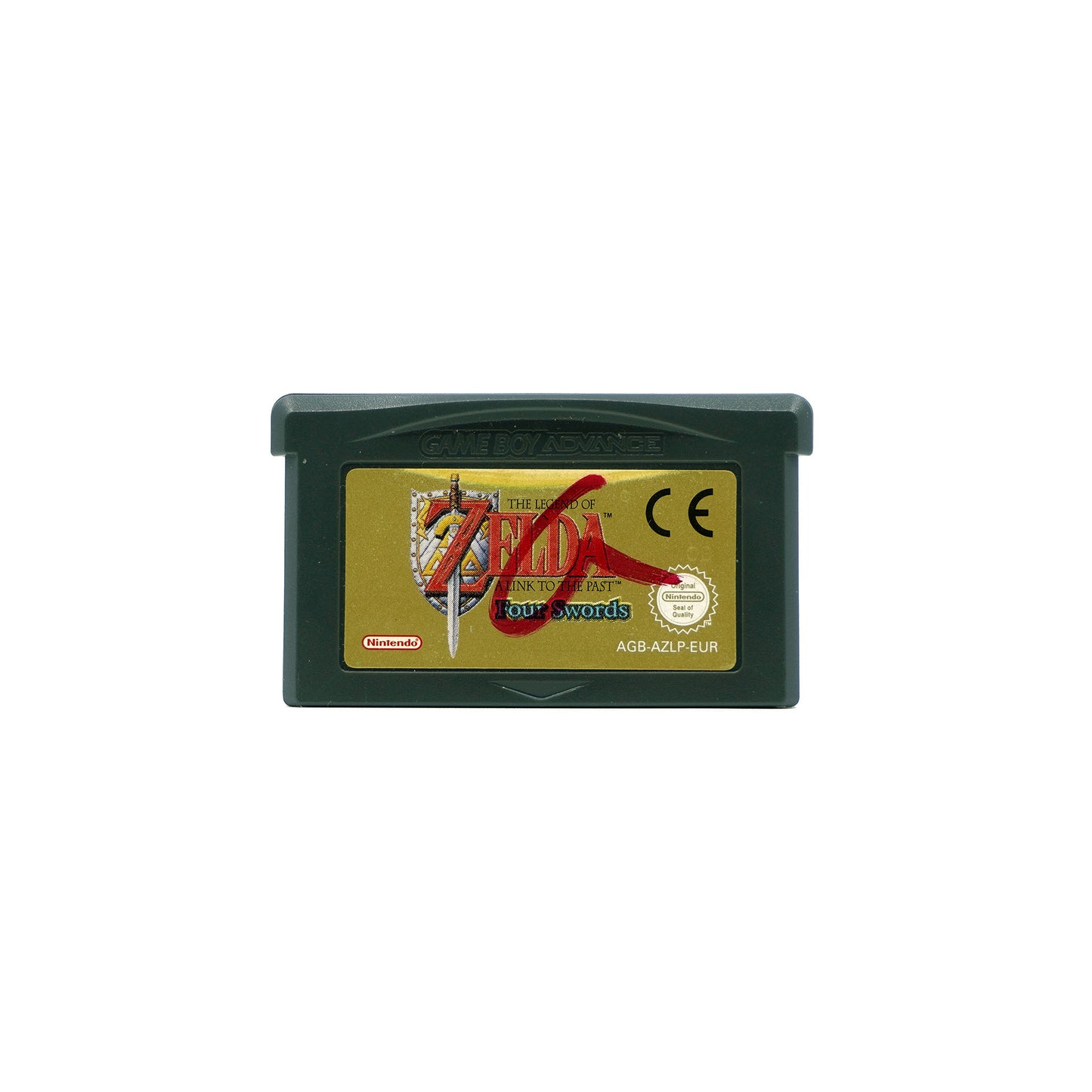 The Legend of Zelda: A Link to the Past & Four Swords Spielmodul für Game Boy Advance - Vorderseite, Etikett mit starken Gebrauchsspuren