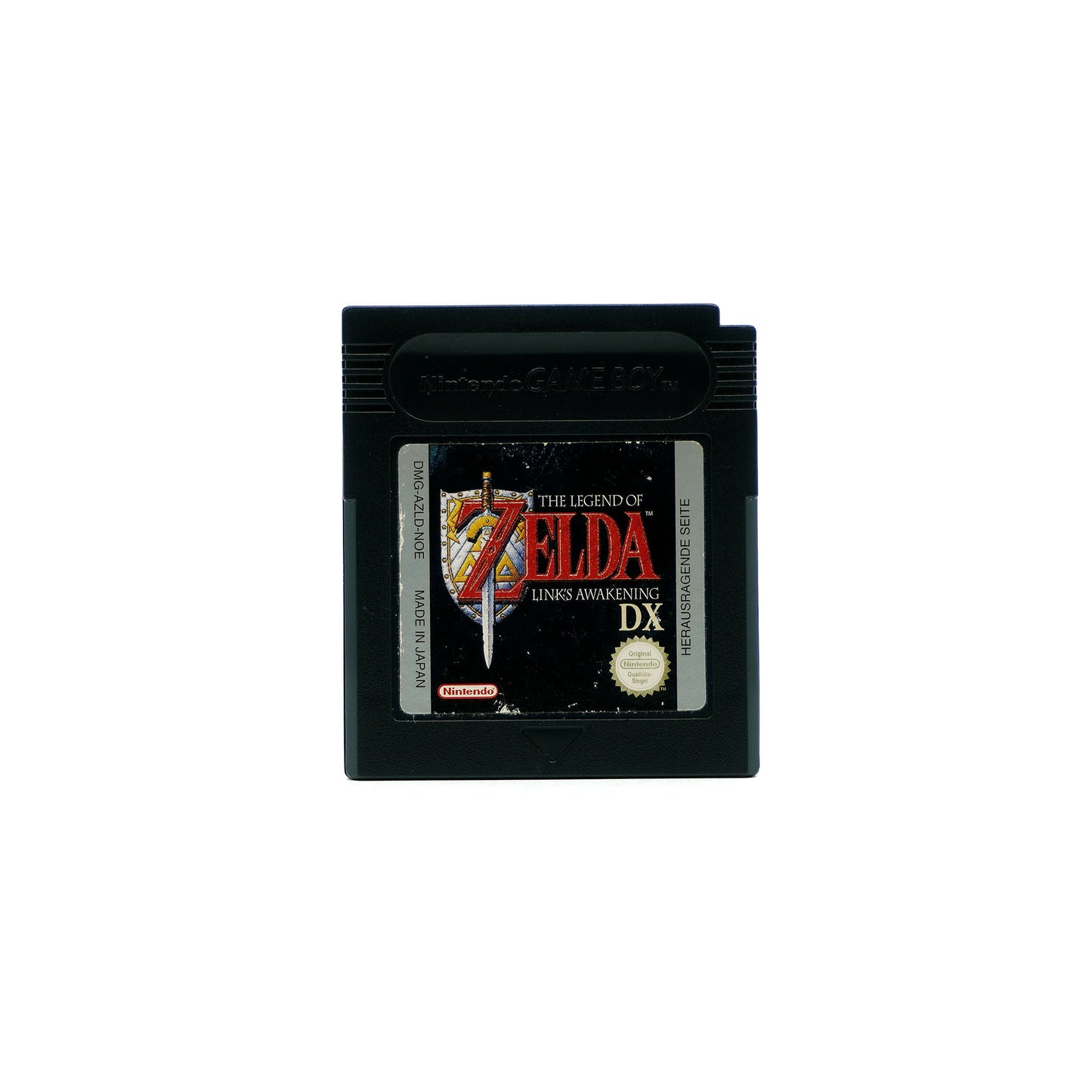 The Legend of Zelda: Link's Awakening DX Spiel für Gameboy Color in schwarzem Gehäuse in gebrauchtem Zustand - Vorderseite