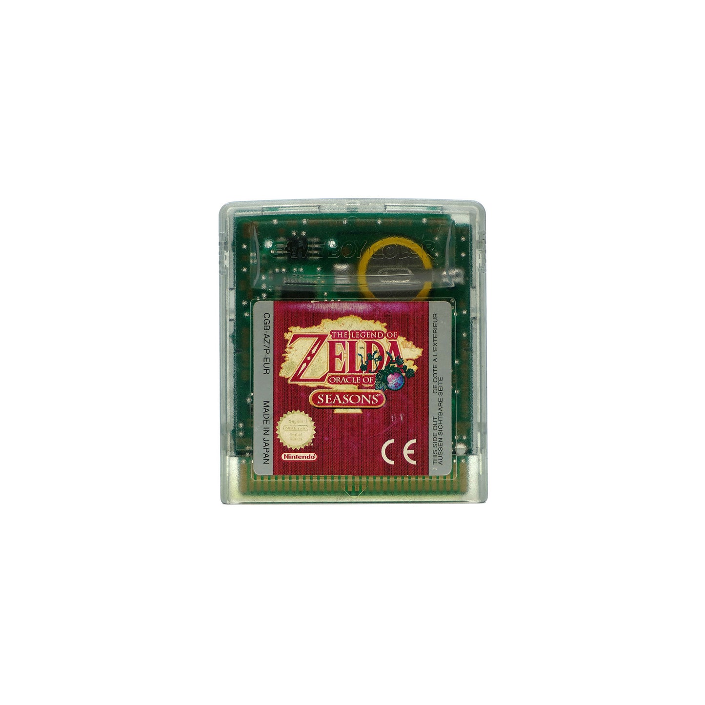 The Legend of Zelda: Oracle of Seasons Spiel für Gameboy Color in transparentem Gehäuse in gebrauchtem Zustand - Vorderseite