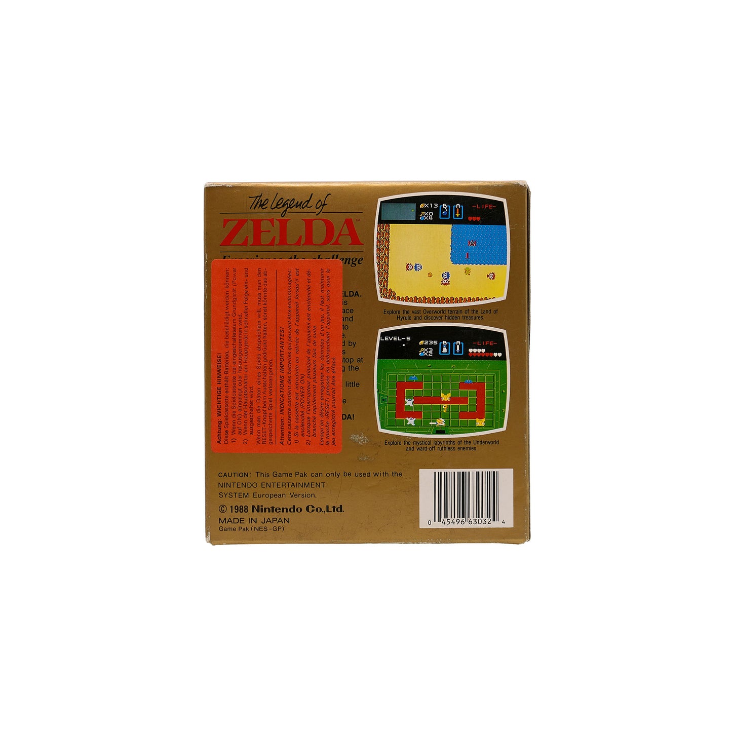 The Legend of Zelda Spiel für NES in Originalverpackung - Rückseite