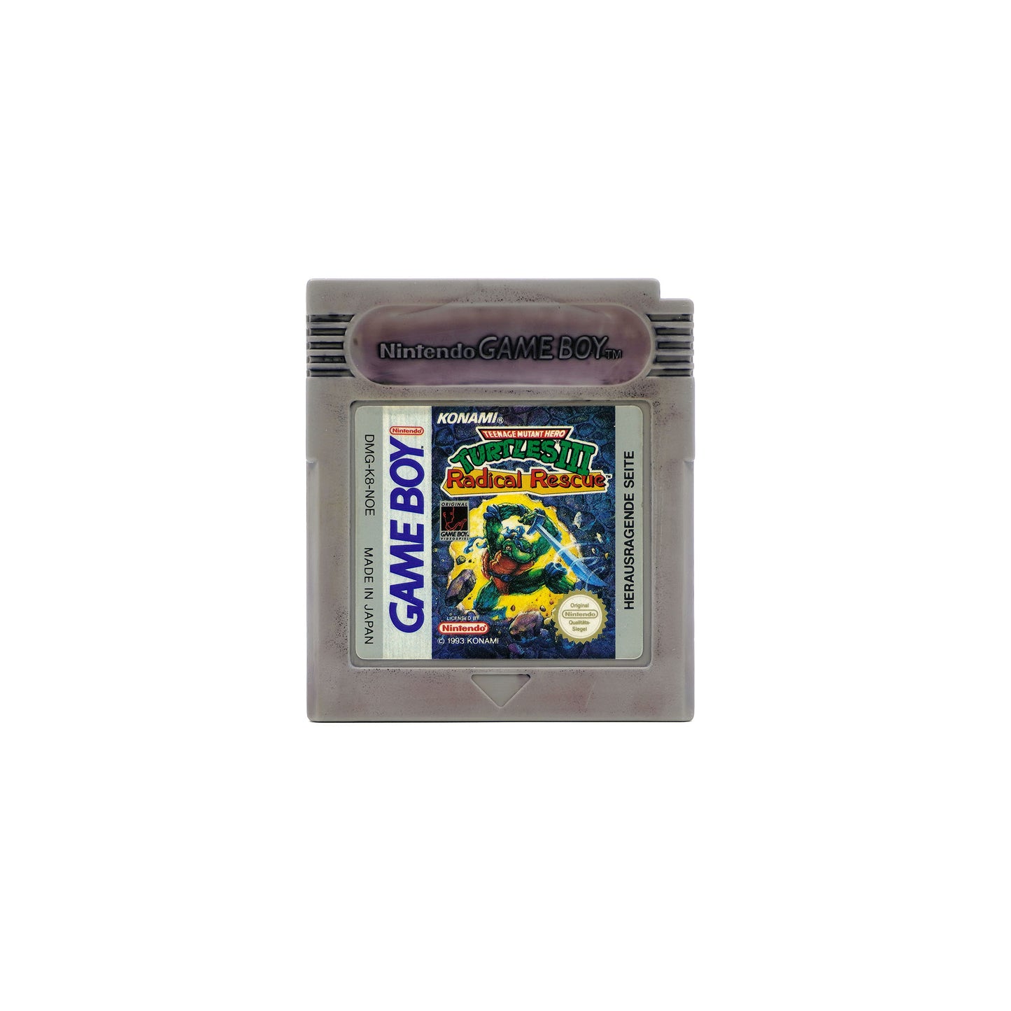Turtles 3: Radical Rescue Spiel für Gameboy in stark gebrauchtem Zustand - Vorderseite