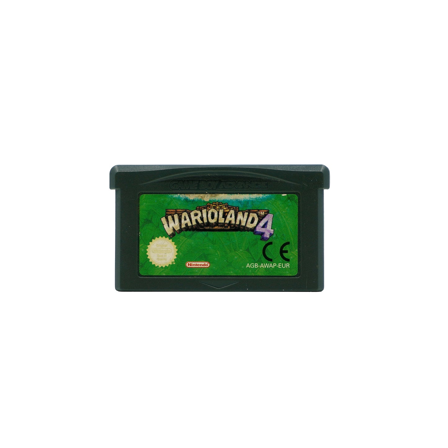 Wario Land 4 Spielmodul für Game Boy Advance - Vorderseite, Etikett mit Gebrauchsspuren