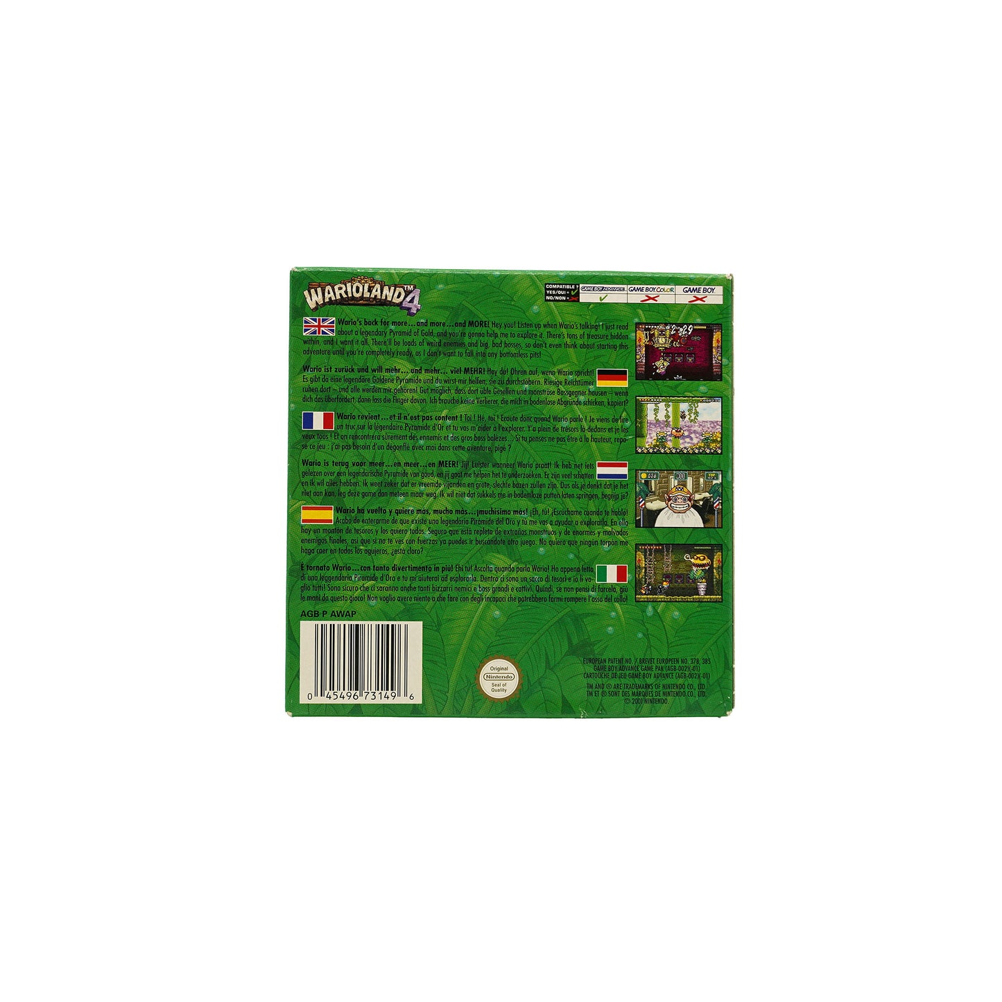Wario Land 4 Spiel für Game Boy Advance in Originalverpackung - Rückseite
