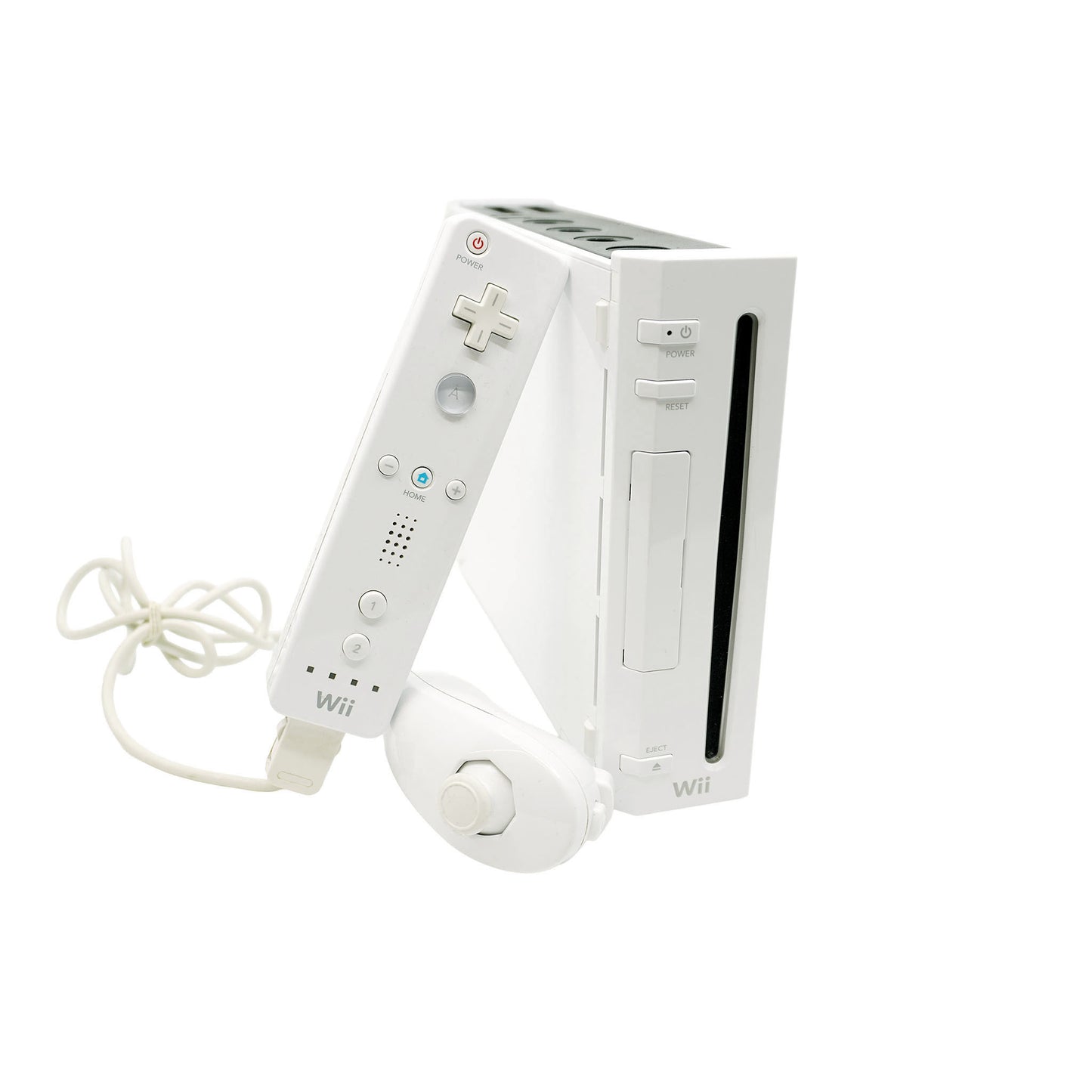 Nintendo Wii Konsole weiss 1. Generation mit GC-Kompatibilität - Produktfoto inkl. Controller, ohne Deckel Oberseite