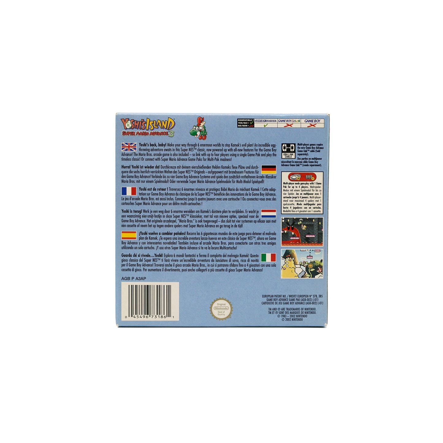 Yoshi's Island: Super Mario Advance 3 Spiel für Game Boy Advance in Originalverpackung - Rückseite
