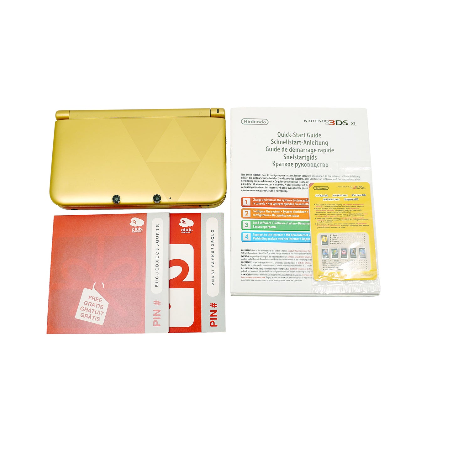 Nintendo 3DS XL Konsole - Zelda A Link Between Worlds Limited Edition in Originalverpackung - Produktfoto alle Inhalte
