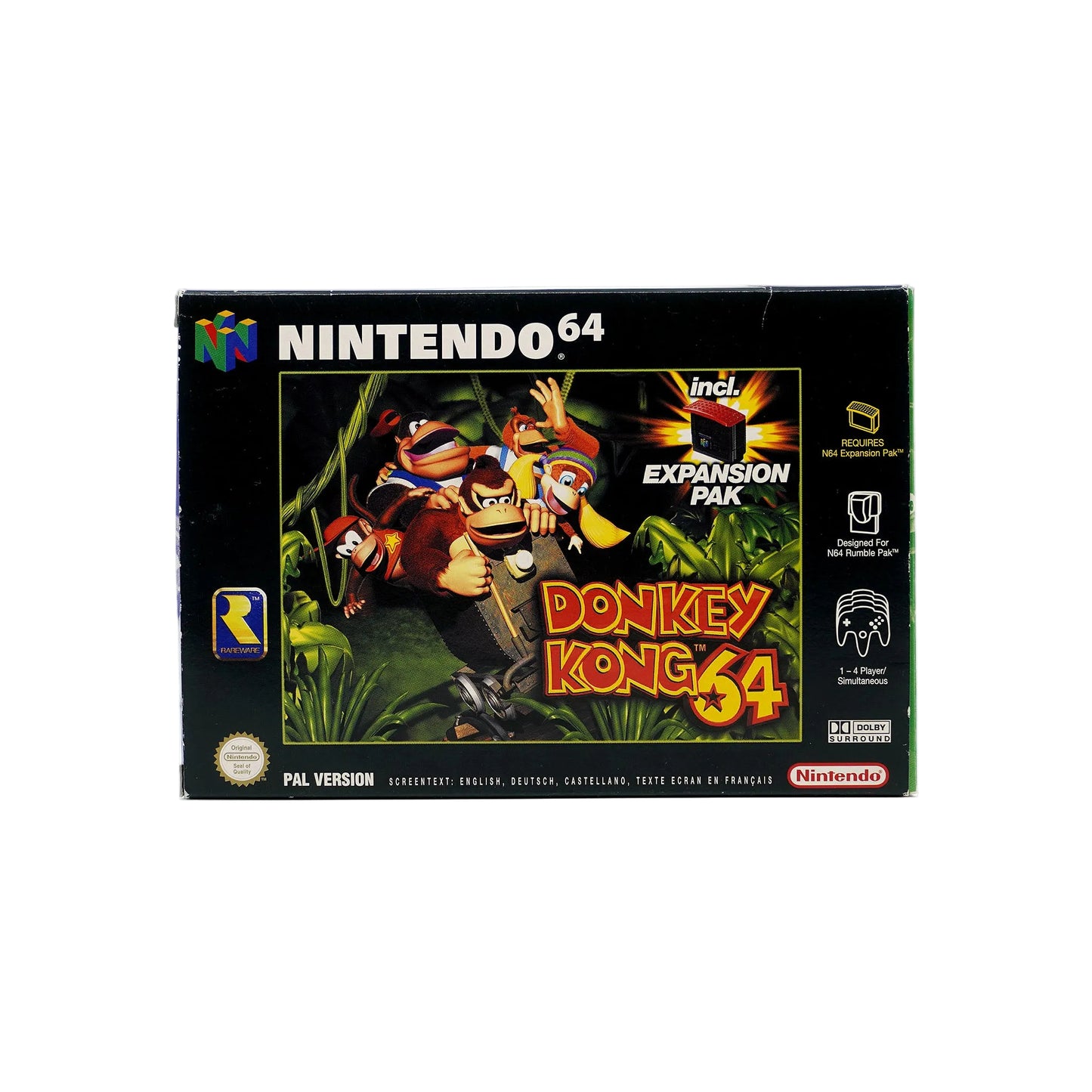 Donkey Kong 64 inkl. Expansion Pak für Nintendo 64 in Originalverpackung - Vorderseite