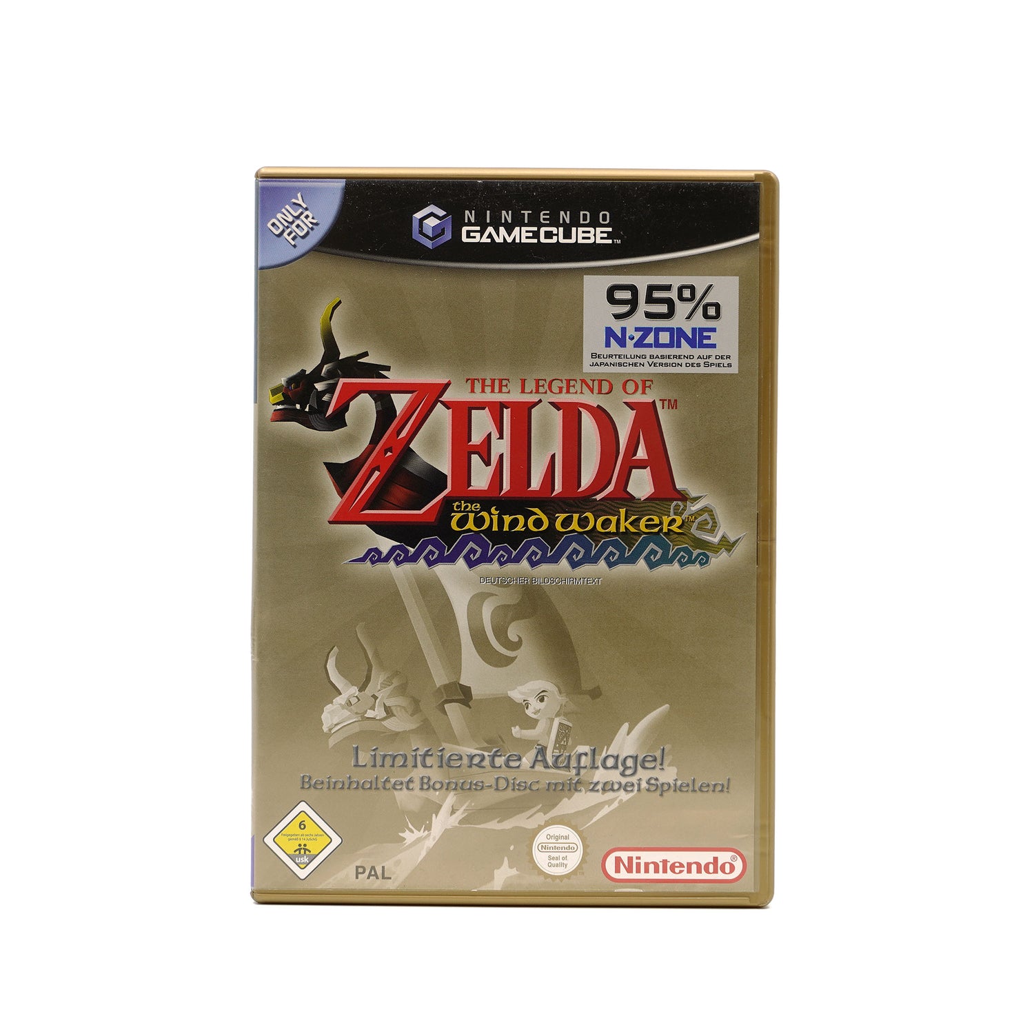 The Legend of Zelda The Wind Waker Spiel für GC in der limiterten Auflage mit Ocarina of Time und Master Quest - Produktfoto vorne
