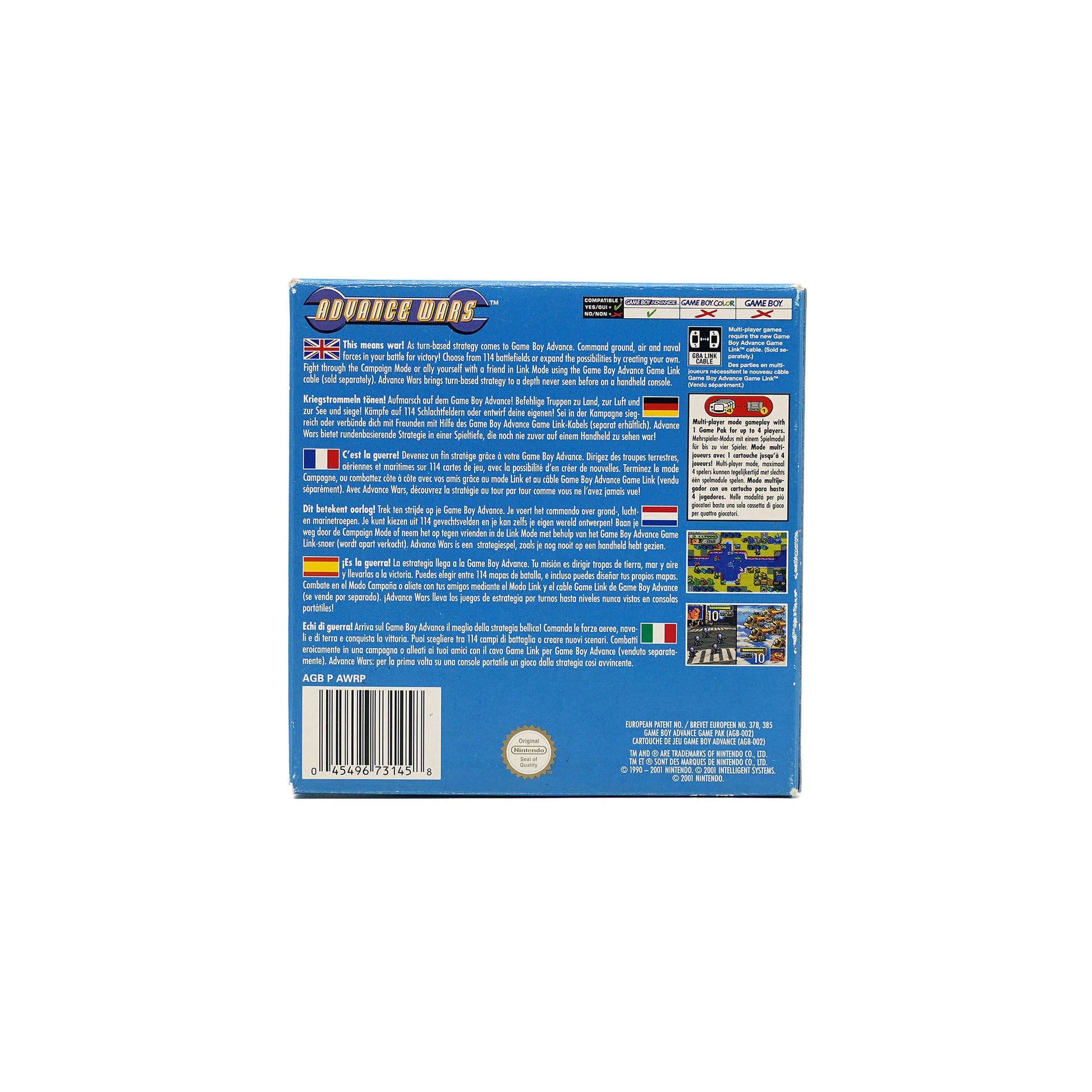 Advance Wars Spiel für Game Boy Advance in Originalverpackung - Rückseite