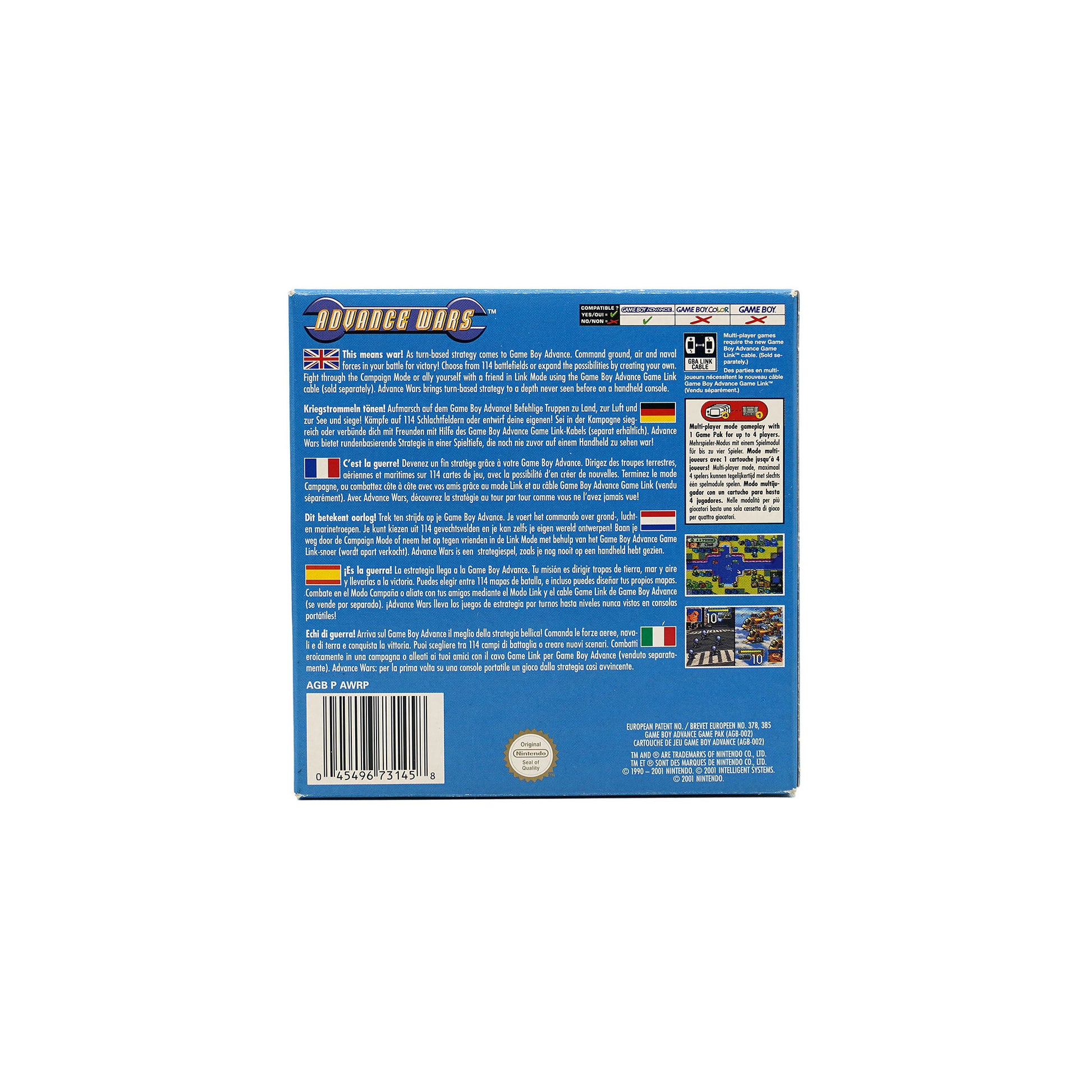 Advance Wars Spiel für Game Boy Advance in Originalverpackung - Rückseite