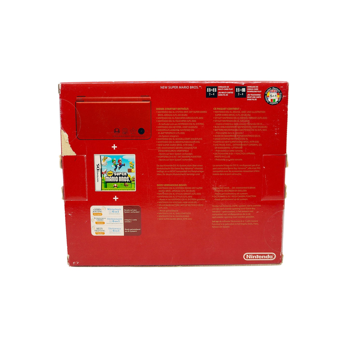 Nintendo DSi XL Konsole - Super Mario Bros. 25th Anniversary Edition in Originalverpackung - Produktfoto Box Rückseite