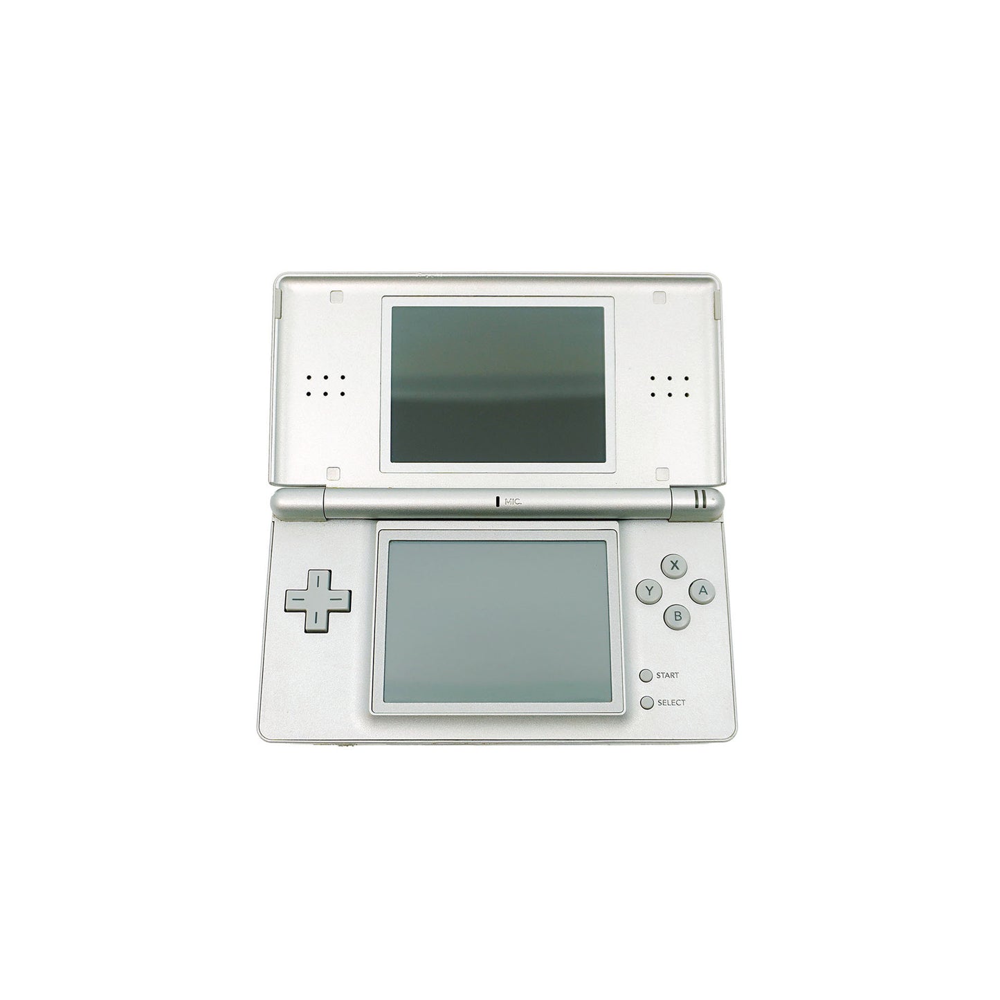 Nintendo DS Lite Konsole in Silber in gutem Zustand - Vorderansicht geöffnet