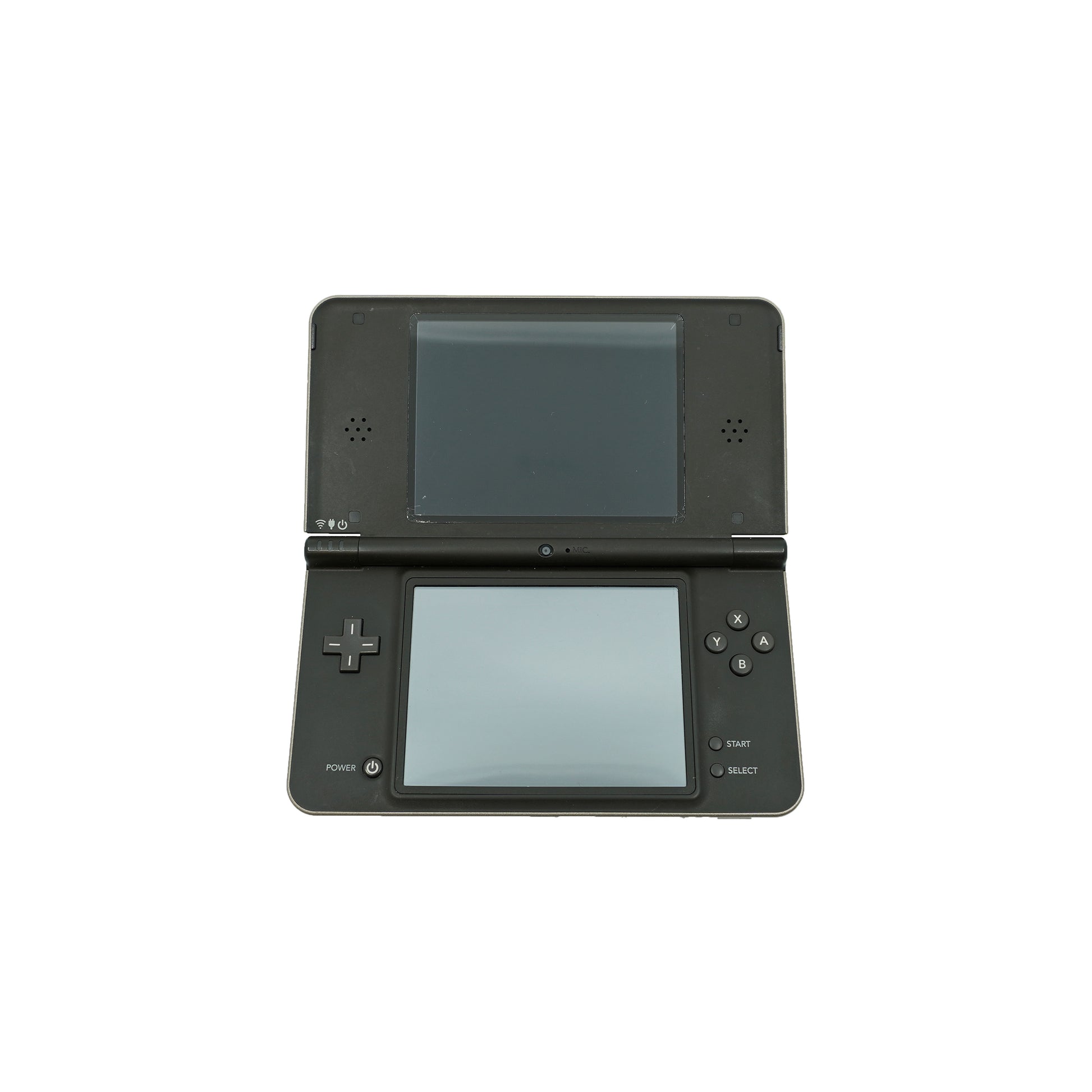 3DS Konsole schwarz aufgeklappt - Vorderseite