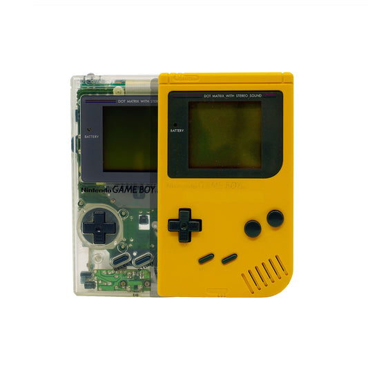 Game Boy Konsole Classic Clear und Yellow - Vorderseite (Vergleich)