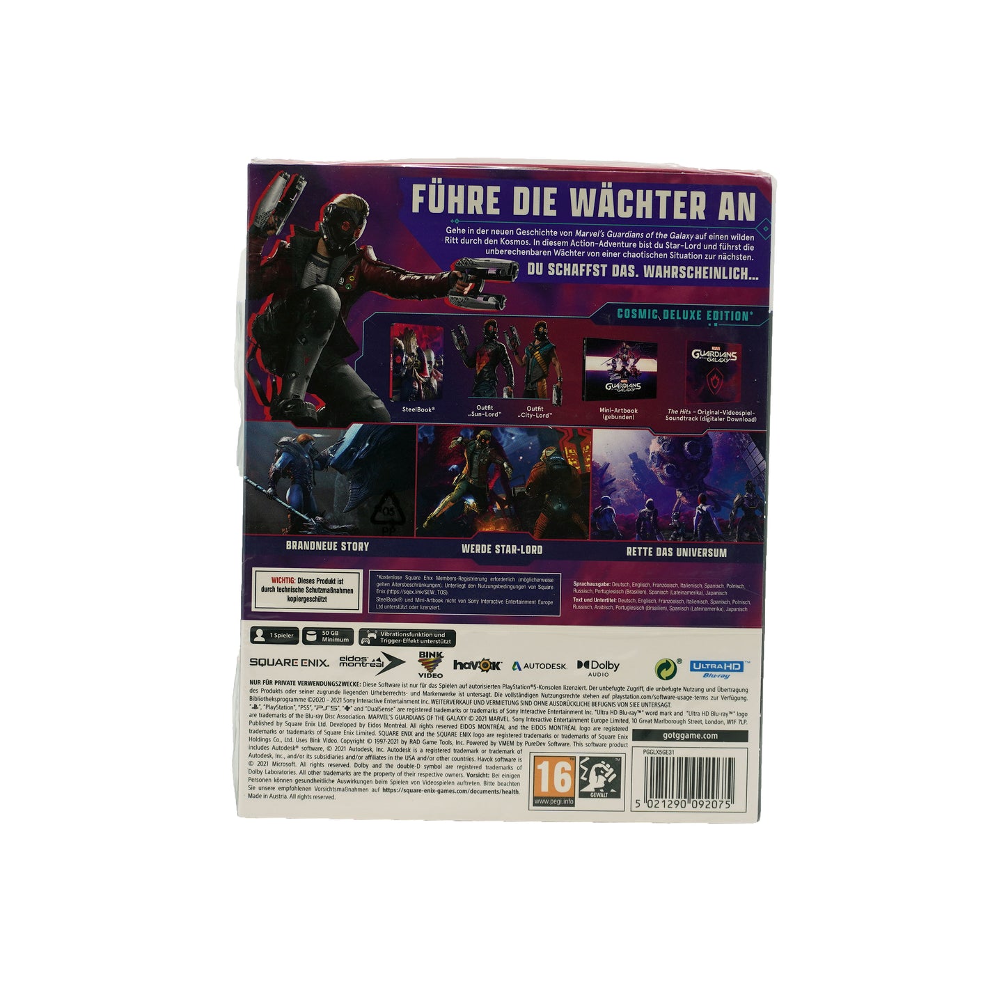 Guardians of the Galaxy - Cosmic Deluxe Edition Spiel für PlayStation 5 versiegelt - Rückseite