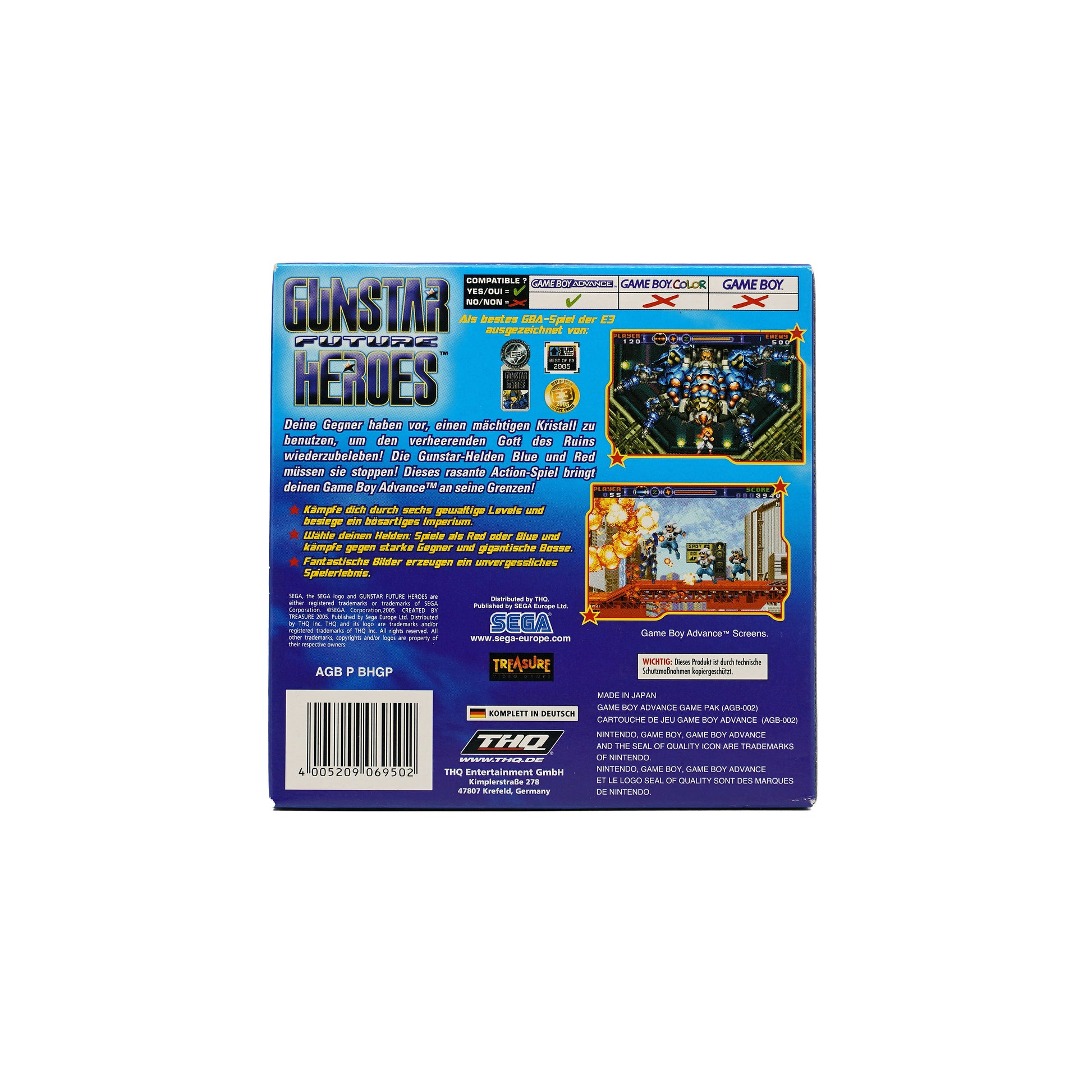 Gunstar Super Heroes Spiel für Game Boy Advance in Originalverpackung - Rückseite
