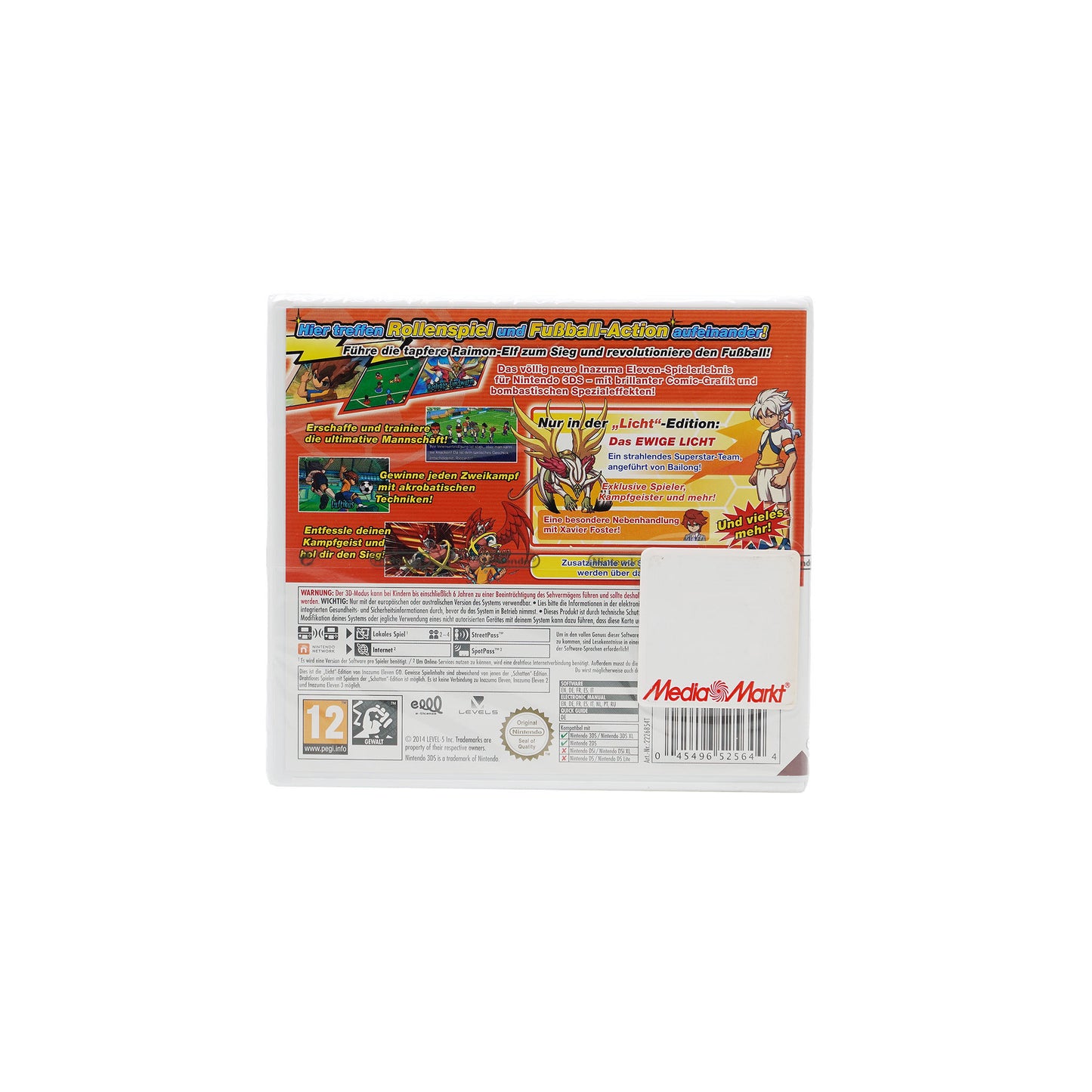 Inazuma Eleven Go: Licht Spielhülle für Nintendo 3DS - Rückseite, original verschweisst